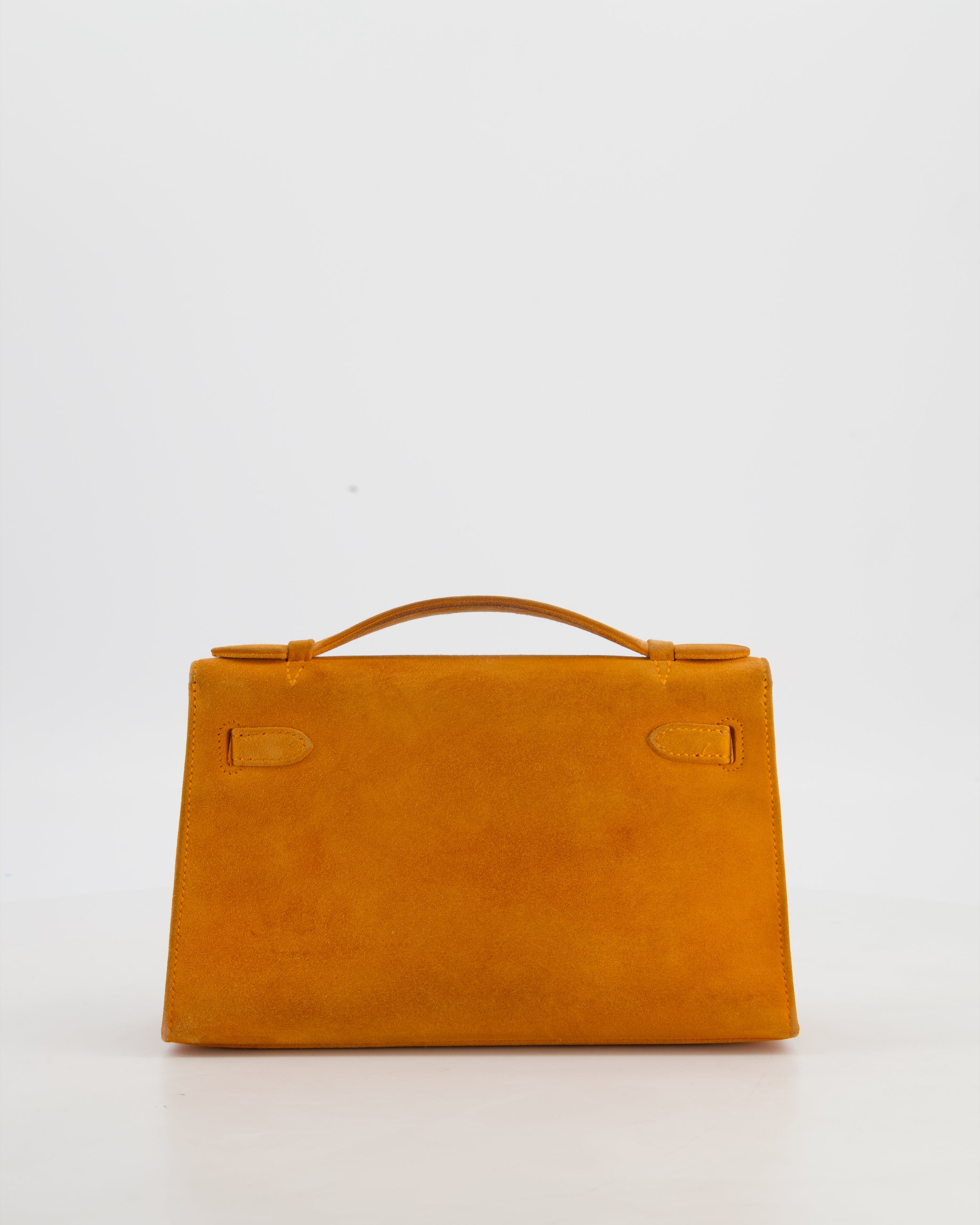 *SUPER RARE VINTAGE* Hermès Vintage Mini Kelly Pochette Bag in Orange Veau Doblis Leather with Gold Hardware