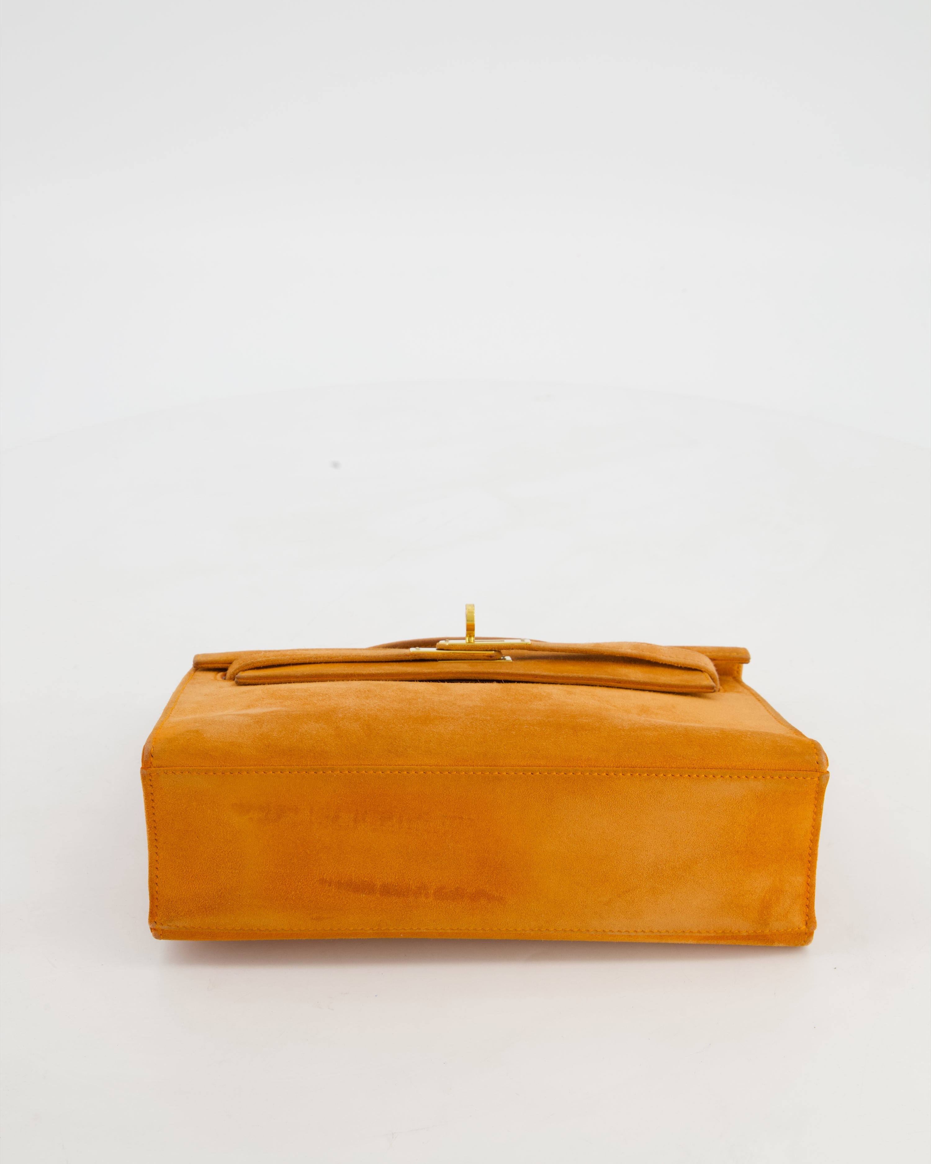 *SUPER RARE VINTAGE* Hermès Vintage Mini Kelly Pochette Bag in Orange Veau Doblis Leather with Gold Hardware