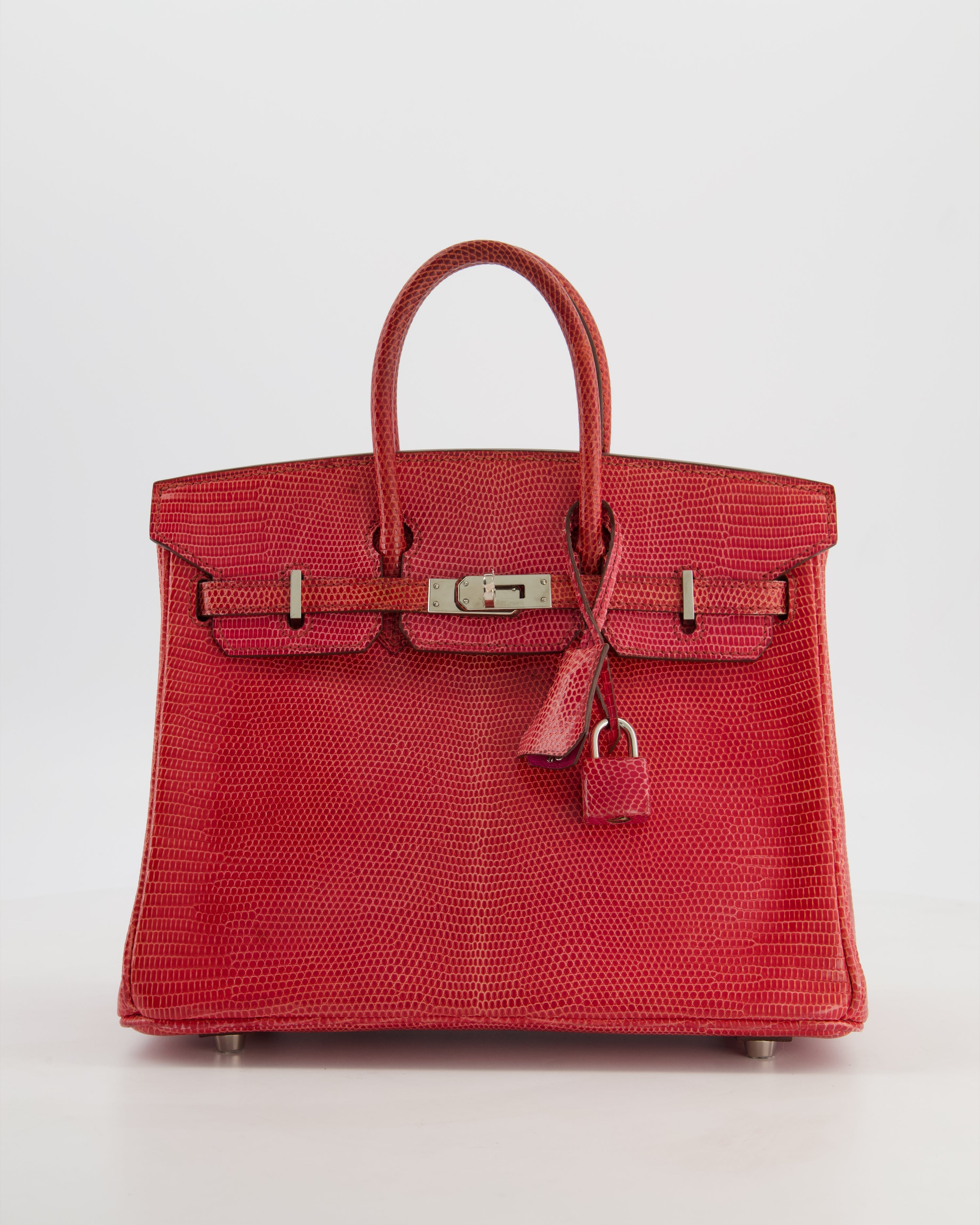 *HOT* Hermès Birkin 25 Verso Retourne Bag in Bougainvillea Lizard Niloticus Leather, Rose Shocking Interior with Palladium Hardware