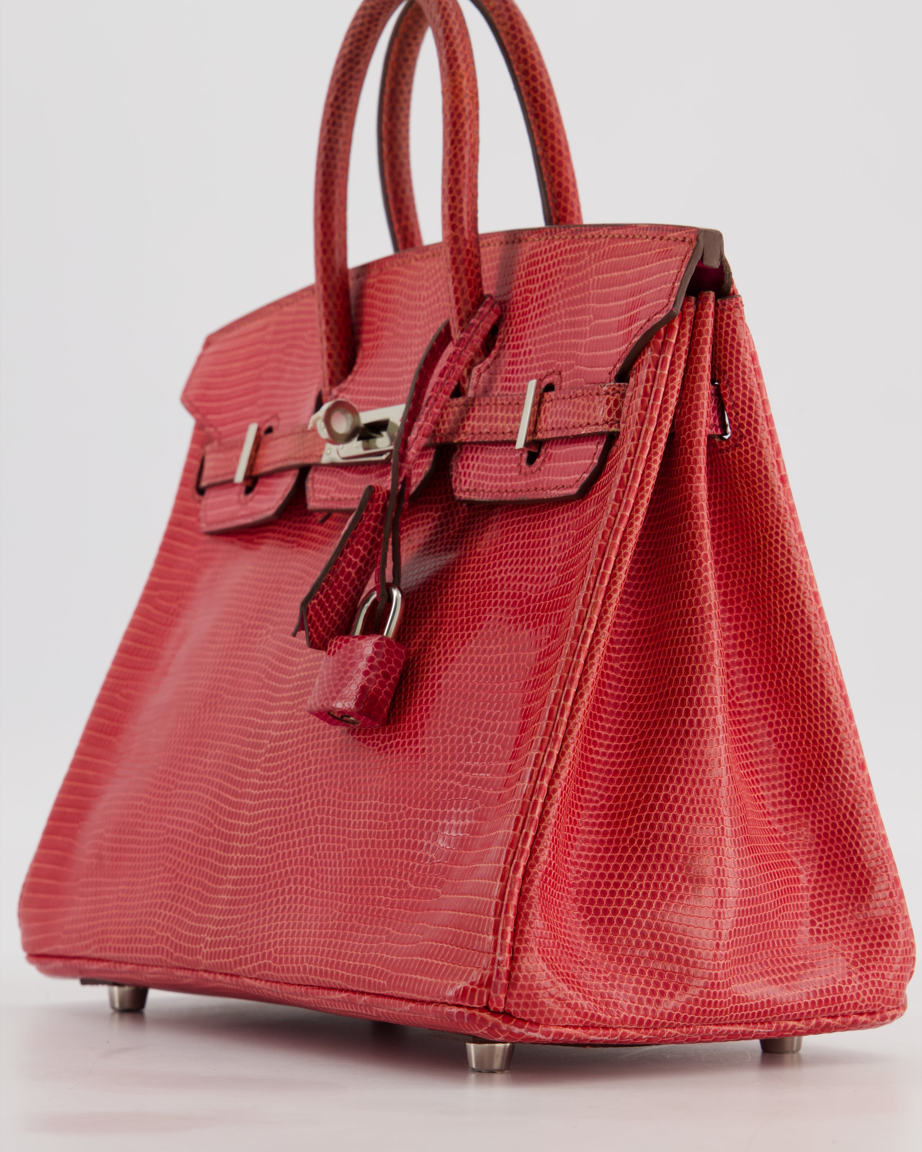 *HOT* Hermès Birkin 25 Verso Retourne Bag in Bougainvillea Lizard Niloticus Leather, Rose Shocking Interior with Palladium Hardware