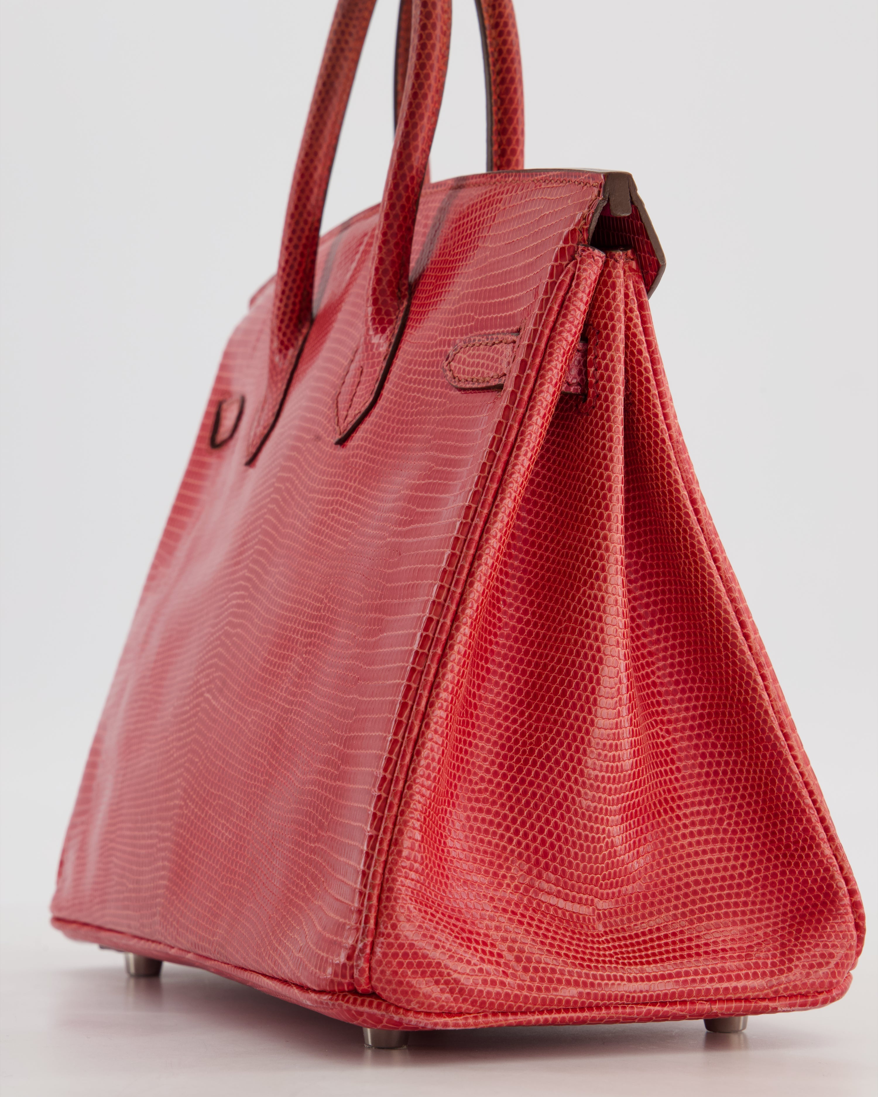 *HOT* Hermès Birkin 25 Verso Retourne Bag in Bougainvillea Lizard Niloticus Leather, Rose Shocking Interior with Palladium Hardware