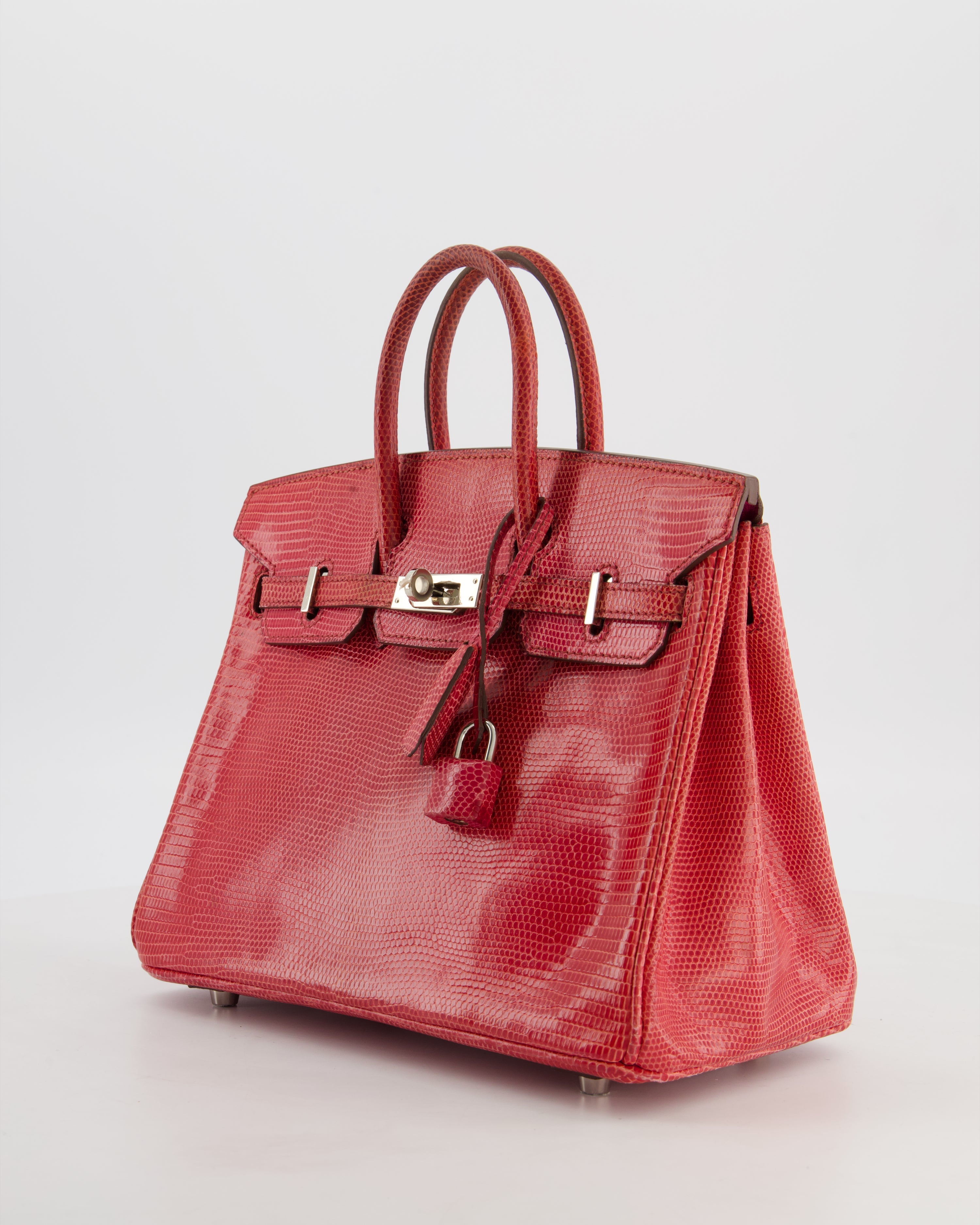 *HOT* Hermès Birkin 25 Verso Retourne Bag in Bougainvillea Lizard Niloticus Leather, Rose Shocking Interior with Palladium Hardware