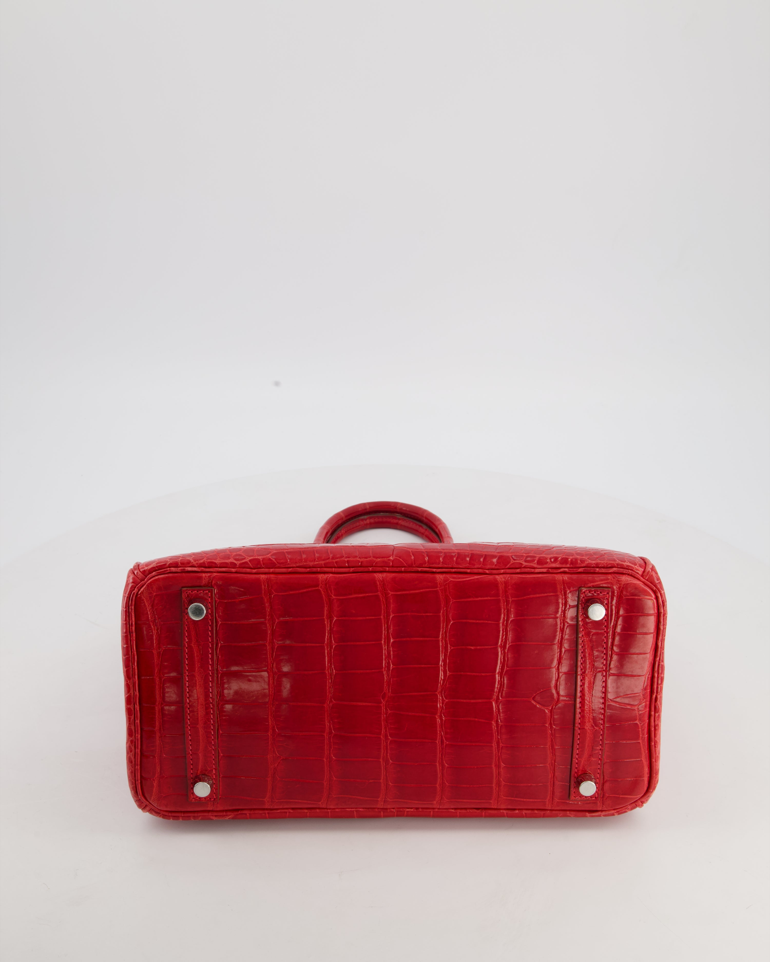 *HOT & RARE* Hermès Birkin 30 Retourne Bag in Braise Shiny Porosus Crocodile Leather with Palladium Hardware