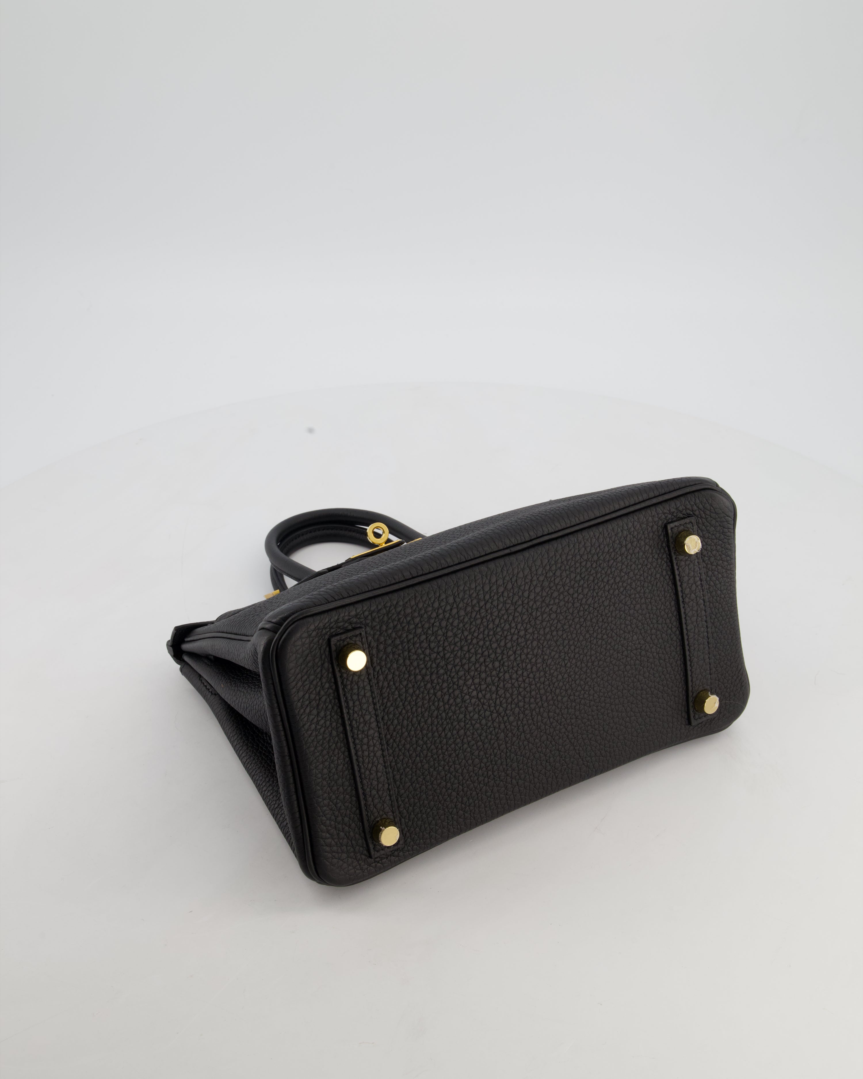 *HOT* Hermès Birkin 25 Retourne Bag in Noir Togo Leather with Gold Hardware