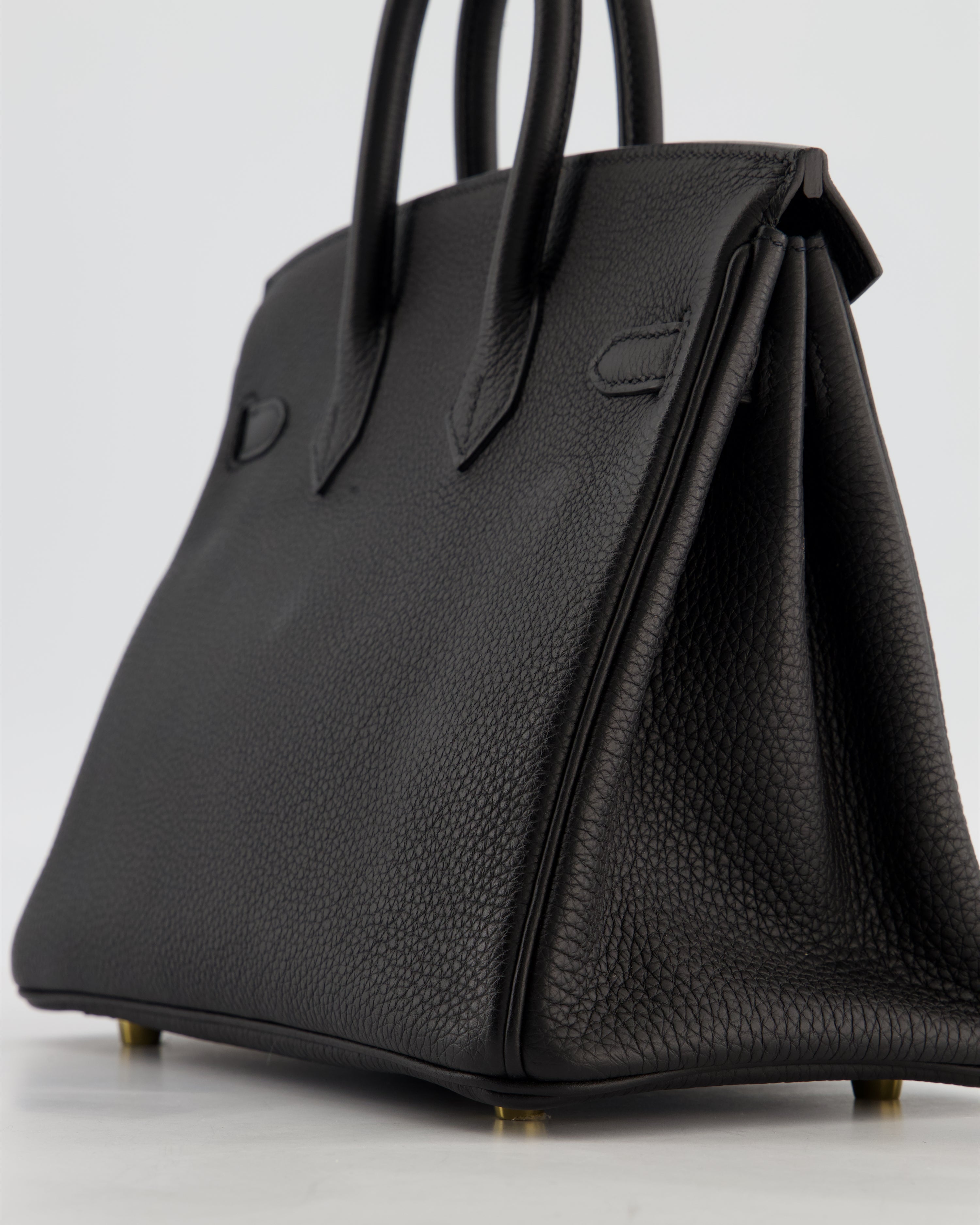 *HOT* Hermès Birkin 25 Retourne Bag in Noir Togo Leather with Gold Hardware