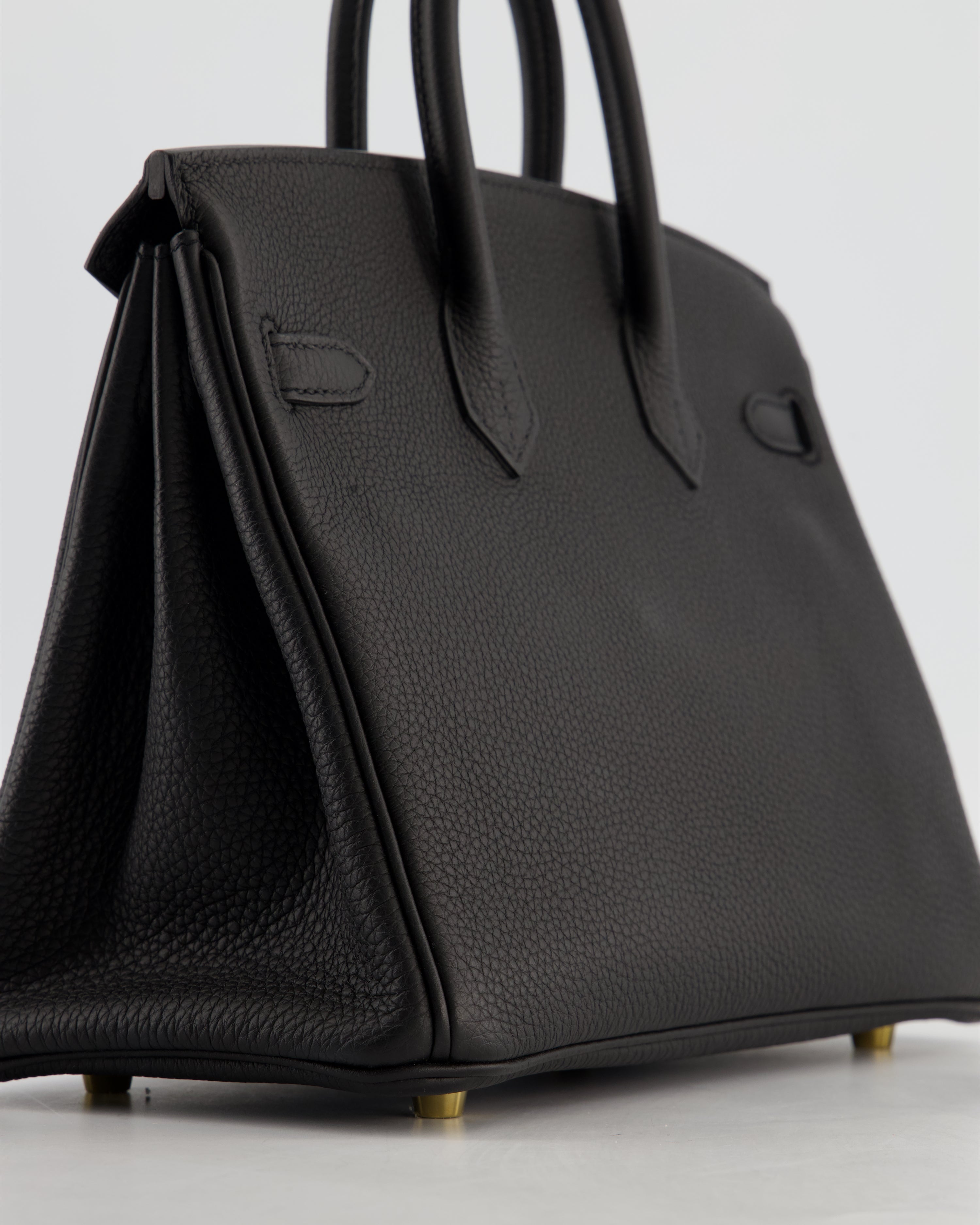 *HOT* Hermès Birkin 25 Retourne Bag in Noir Togo Leather with Gold Hardware