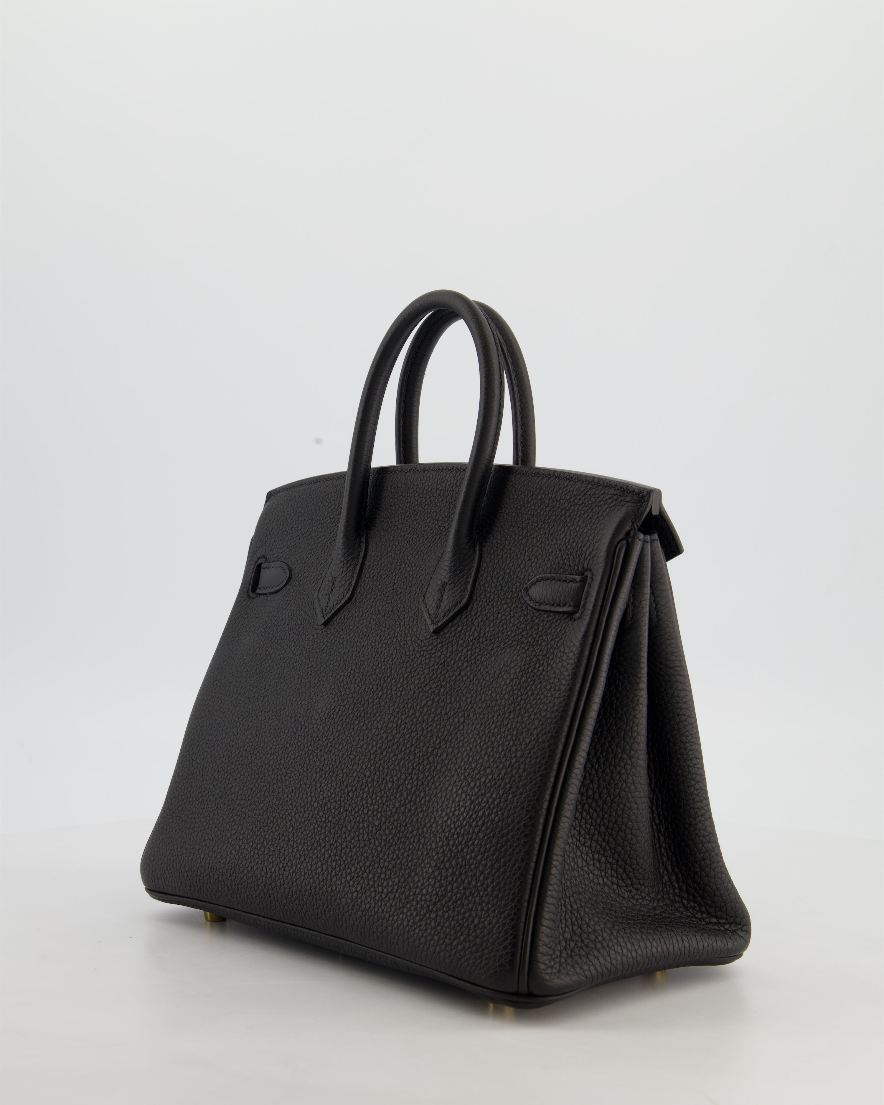 *HOT* Hermès Birkin 25 Retourne Bag in Noir Togo Leather with Gold Hardware