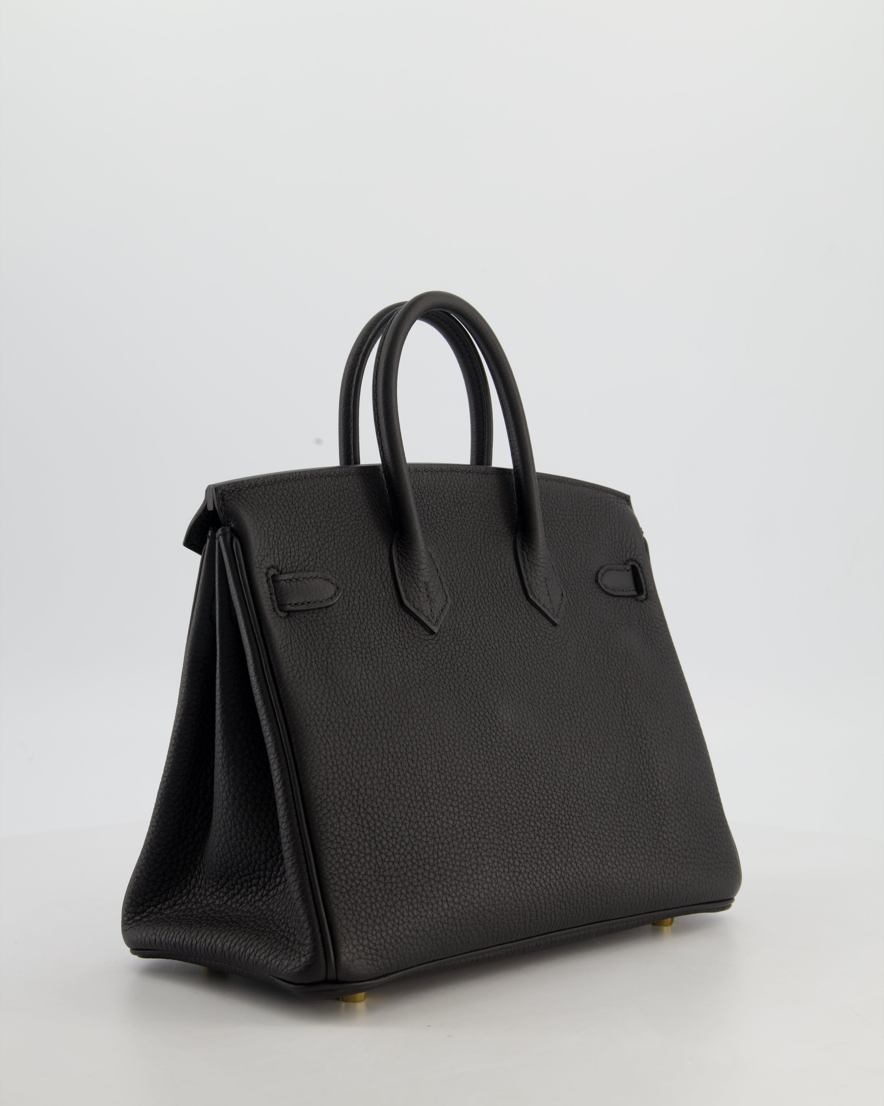 *HOT* Hermès Birkin 25 Retourne Bag in Noir Togo Leather with Gold Hardware