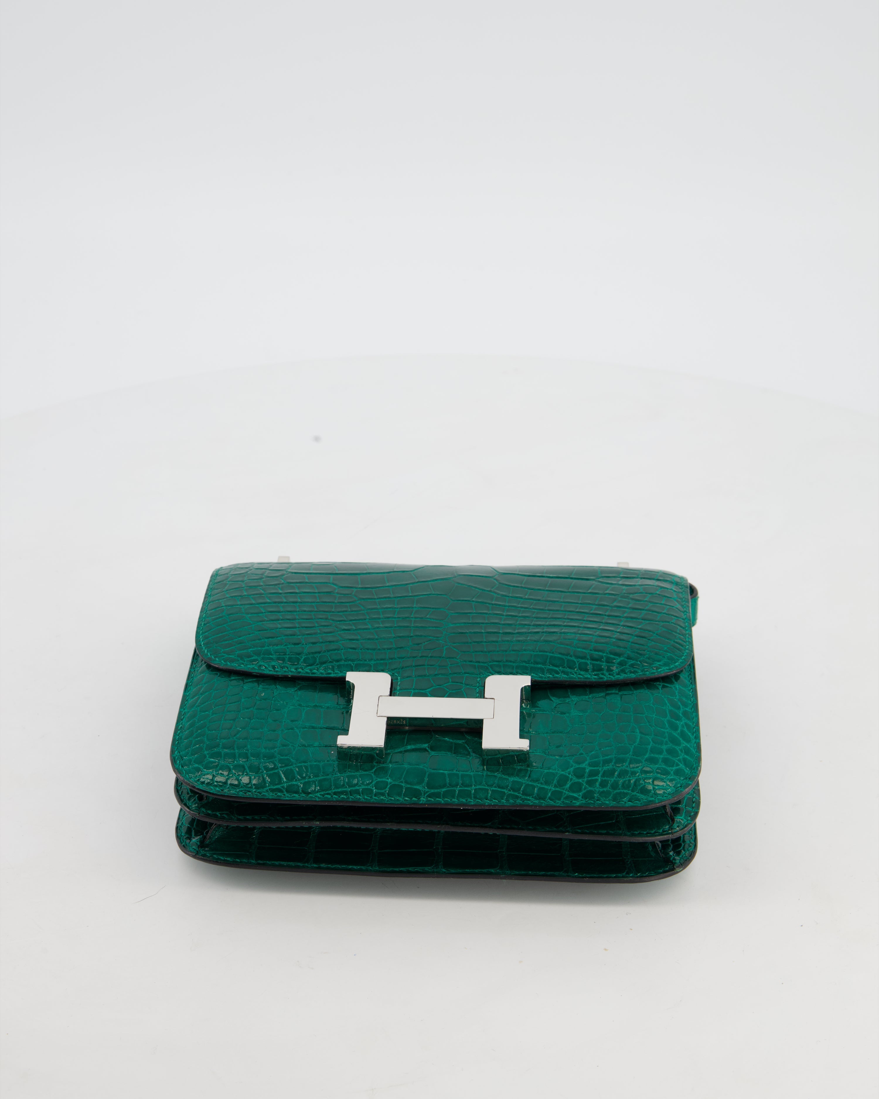 *HOT* Hermès Constance 18 Bag in Vert Bosphore Crocodile Porosus with Palladium Hardware