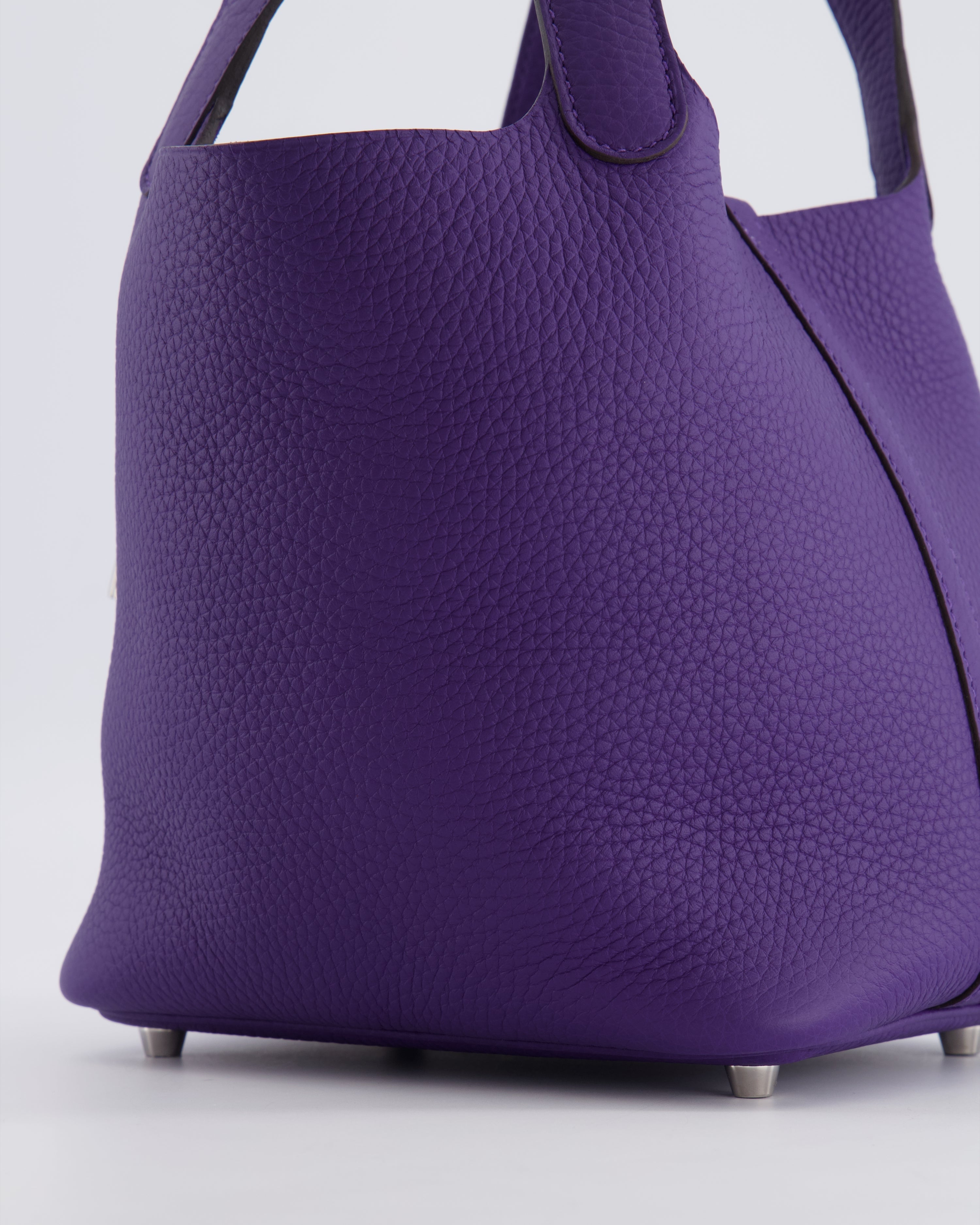 Hermès Picotin Lock 18 Bag in Purple Clemence Leather with Palladium Hardware