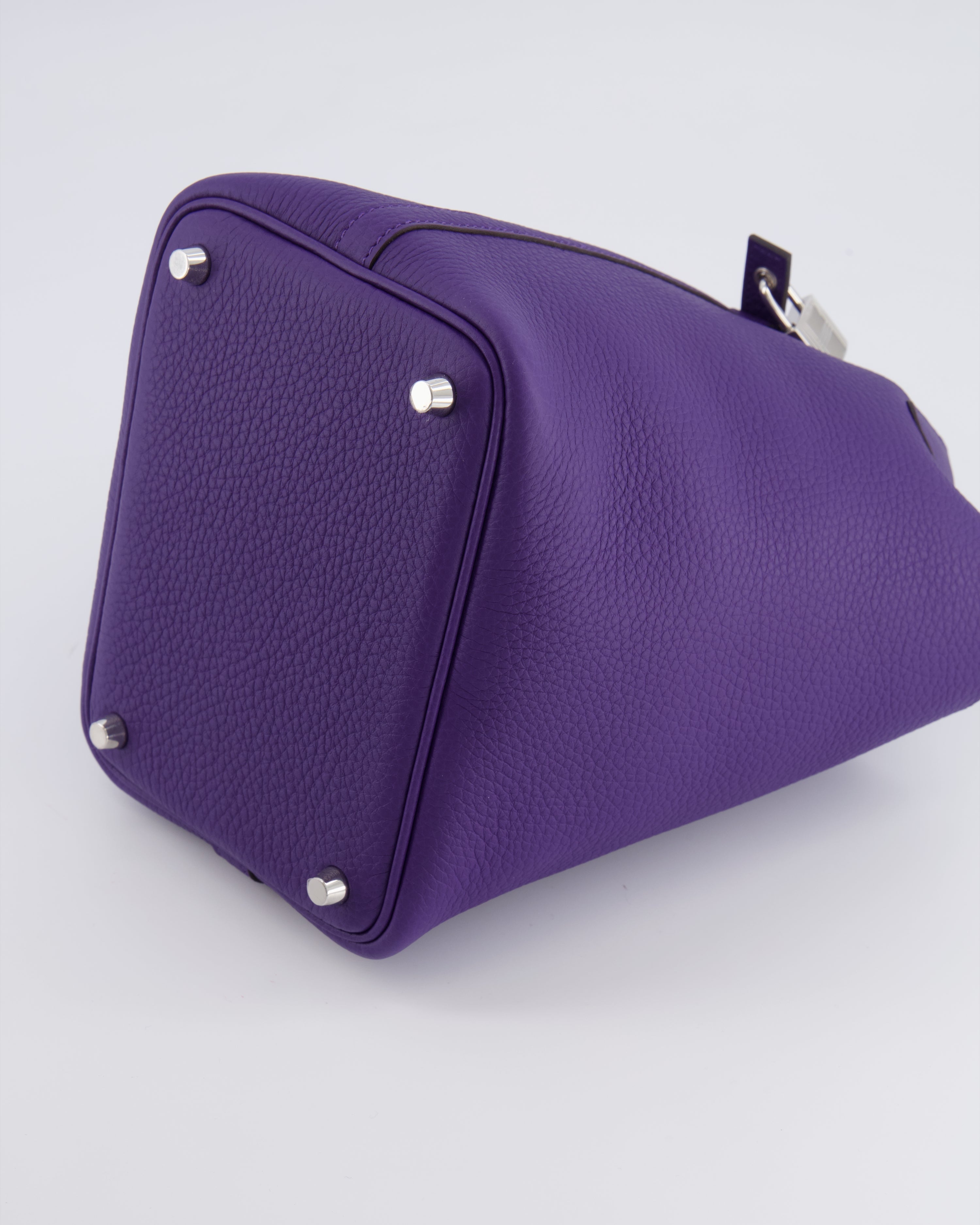 Hermès Picotin Lock 18 Bag in Purple Clemence Leather with Palladium Hardware