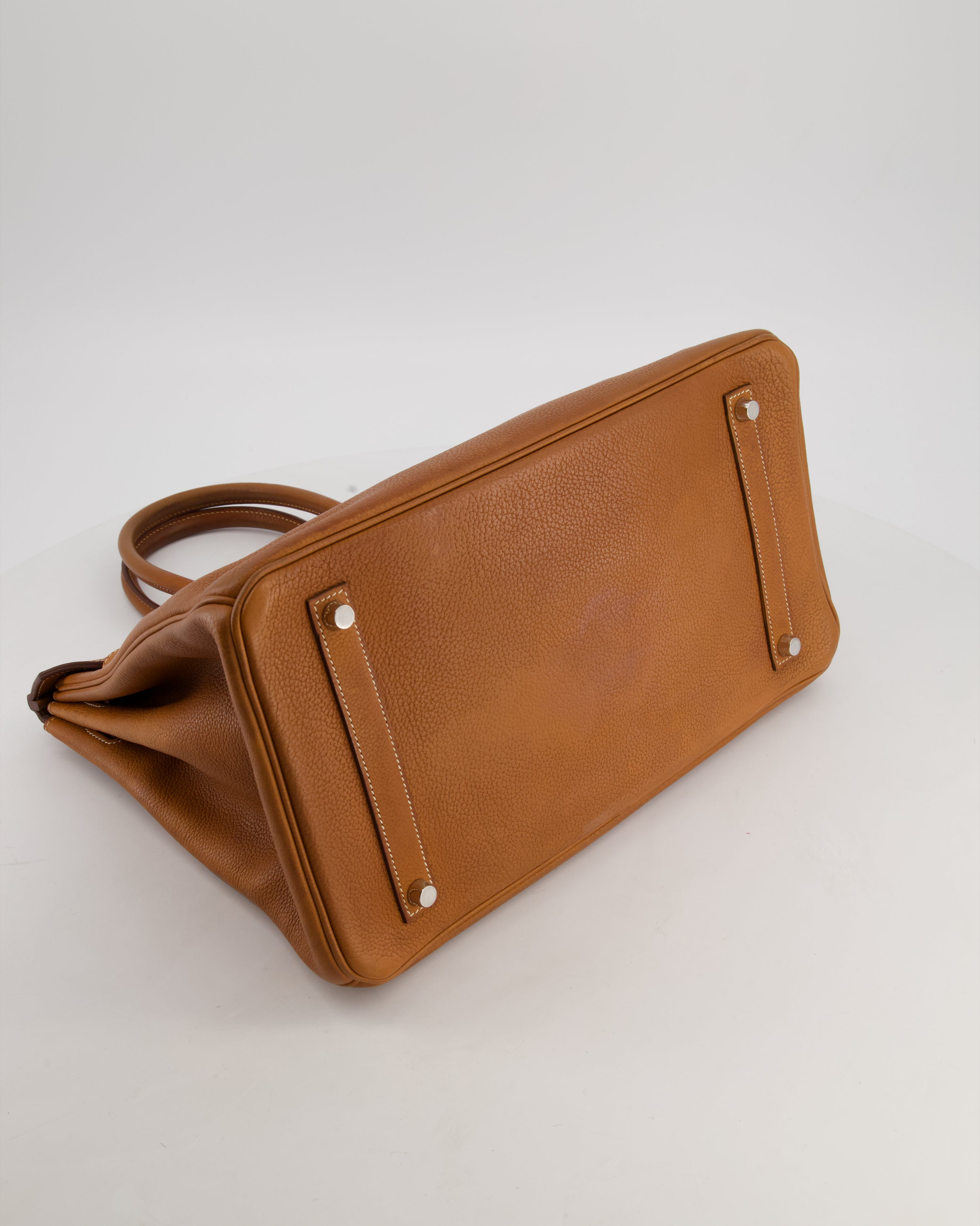 *RARE* Hermès Birkin 35 Retourne Bag in Fauve Barenia Faubourg Leather with Palladium Hardware