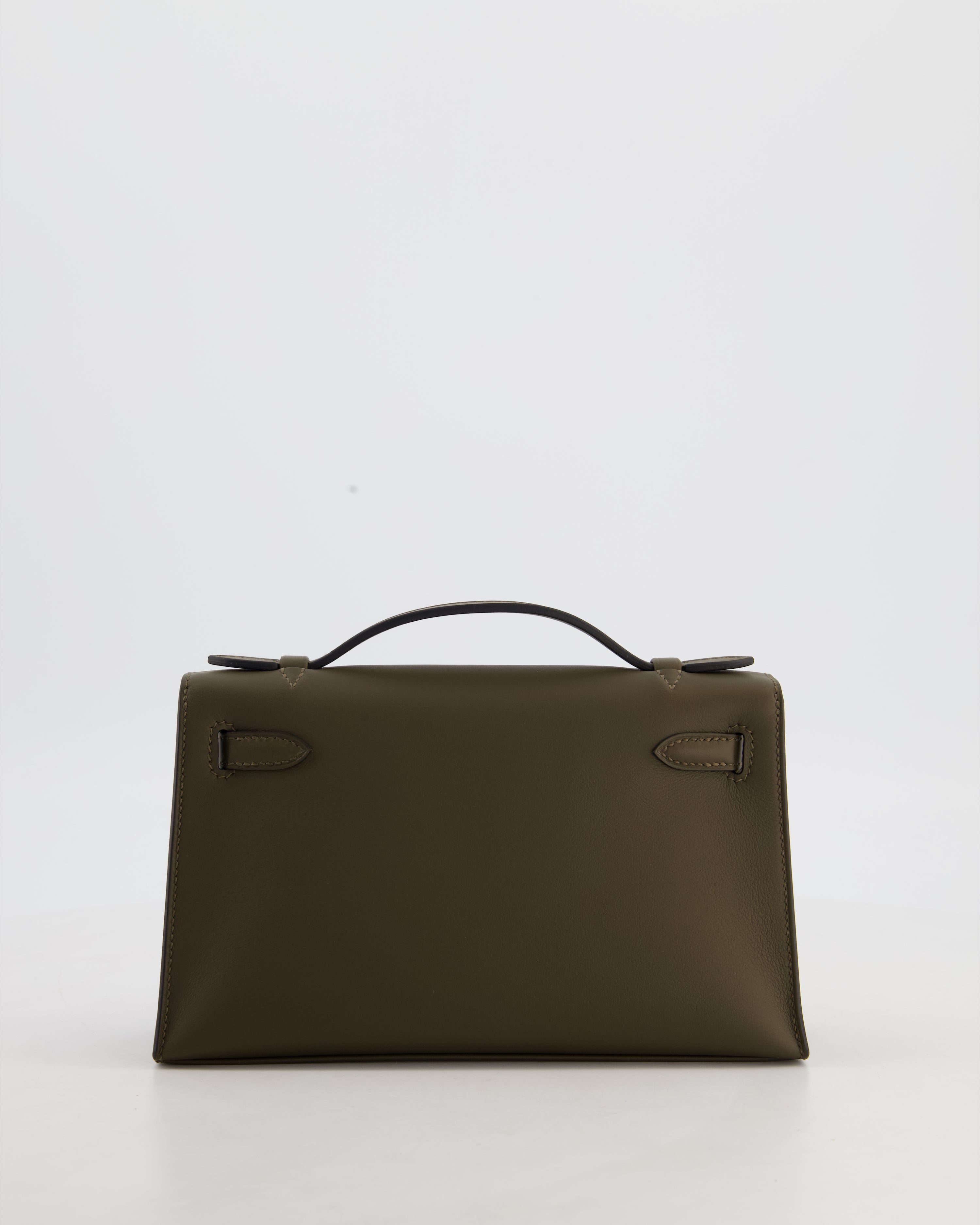 *NEW COLOUR* Hermès Mini Kelly Pochette Bag in Vert Loden Swift Leather and Permabrass Hardware