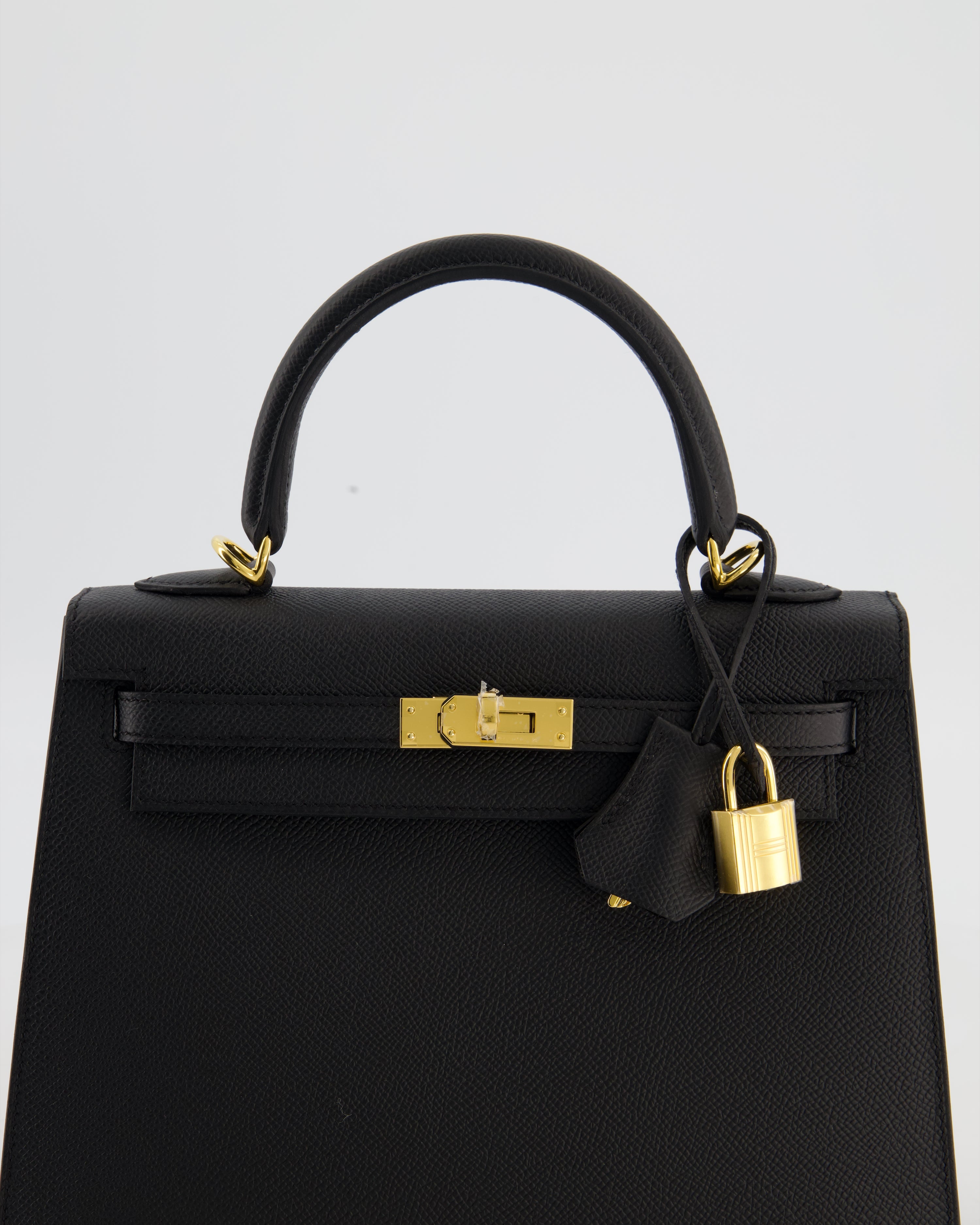 *HOT* Hermès Kelly 25 Sellier Bag in Noir Epsom Leather with Gold Hardware