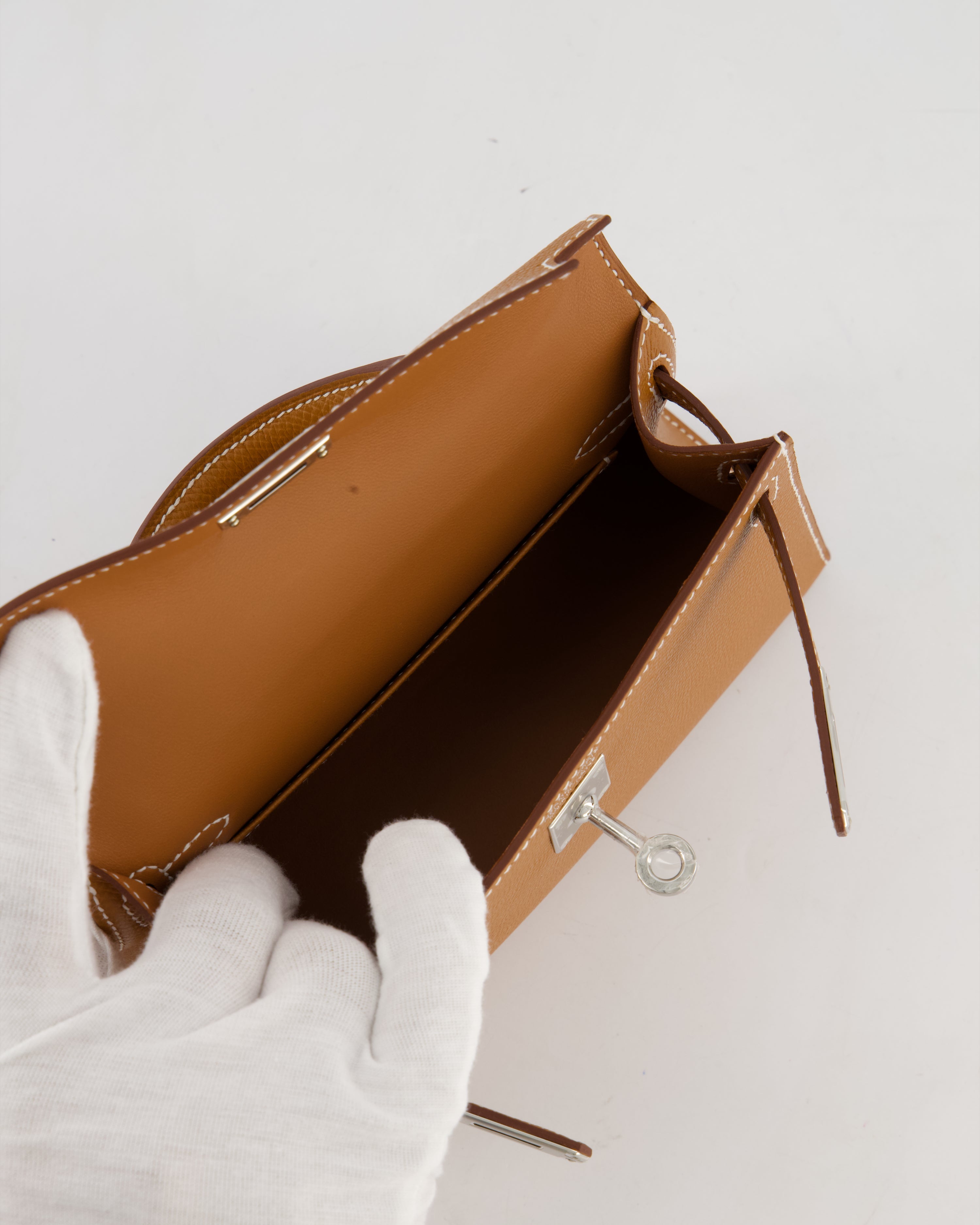 *NEW STAMP* Hermès Mini Kelly II 20 Bag in Gold Epsom Leather with Palladium Hardware