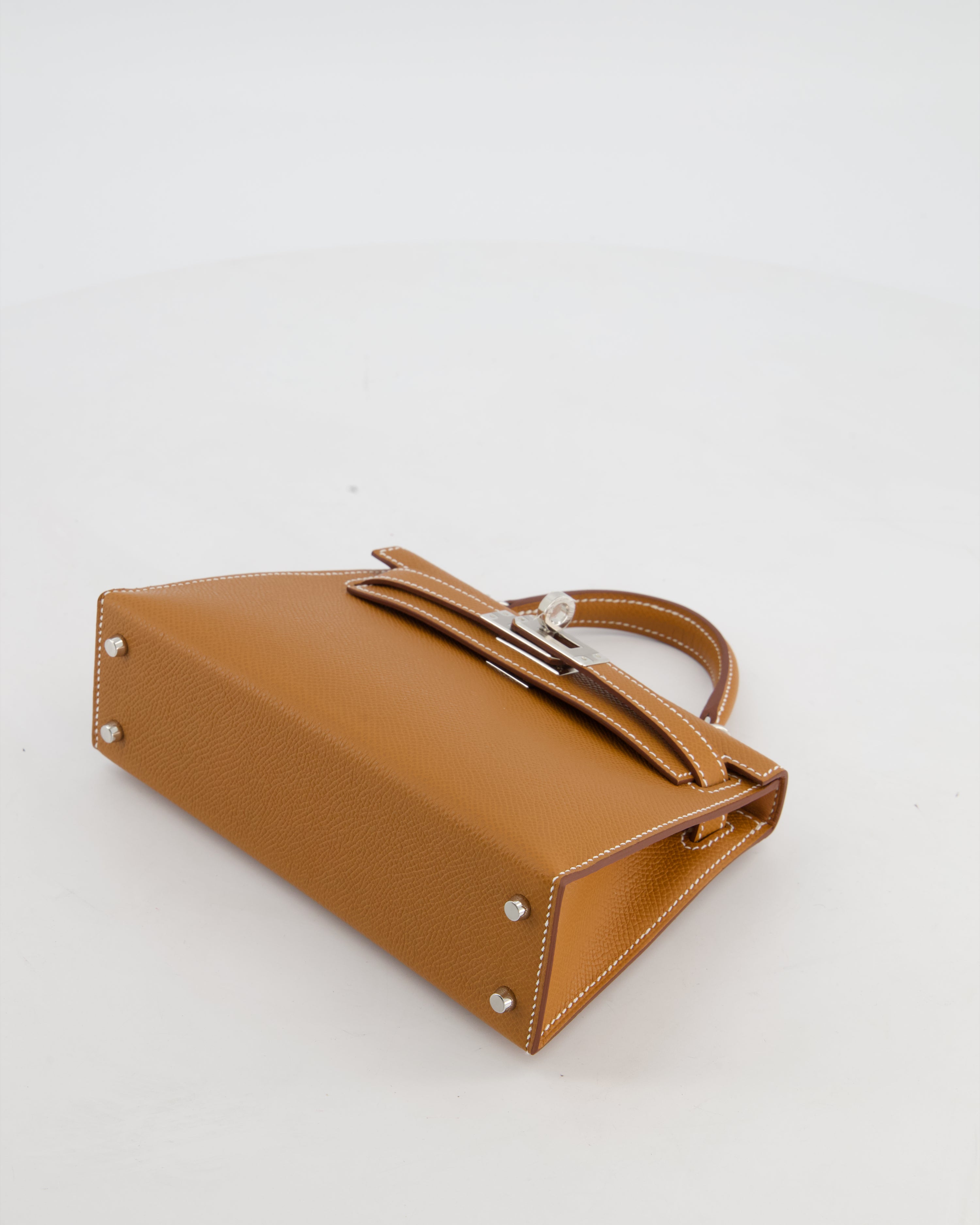 *NEW STAMP* Hermès Mini Kelly II 20 Bag in Gold Epsom Leather with Palladium Hardware