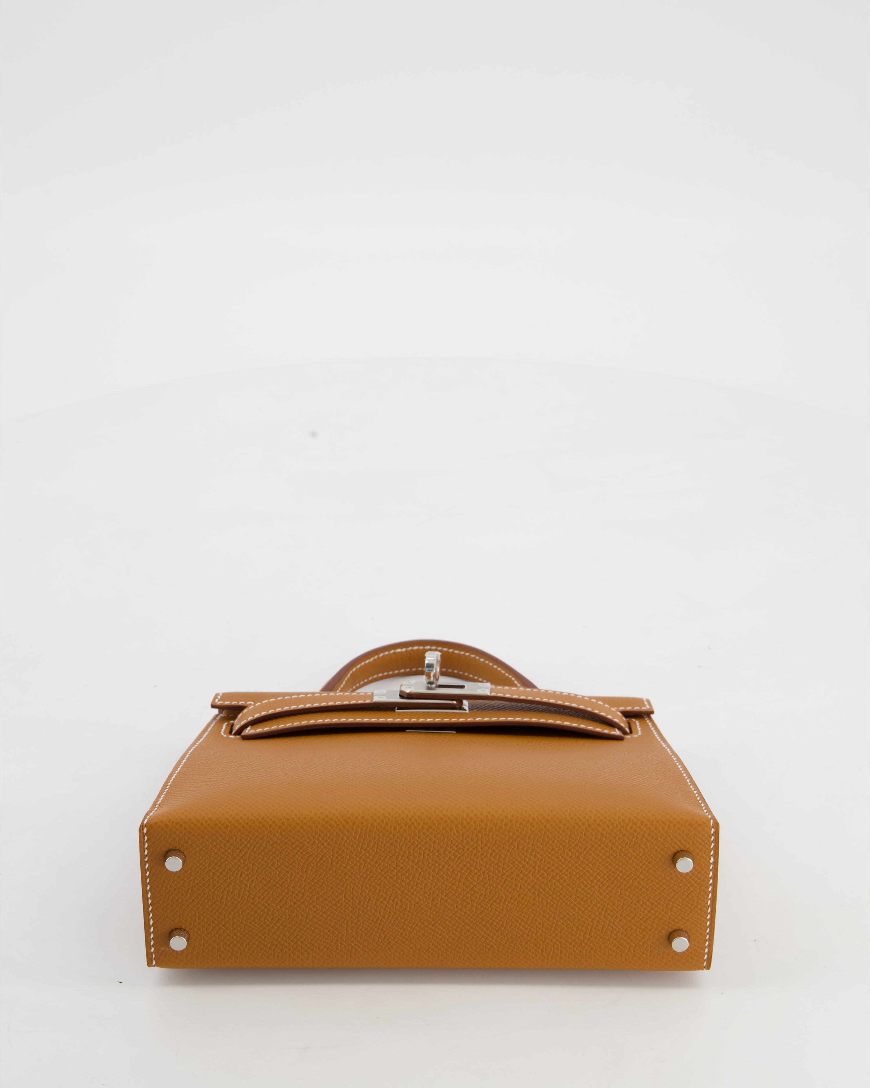 *NEW STAMP* Hermès Mini Kelly II 20 Bag in Gold Epsom Leather with Palladium Hardware