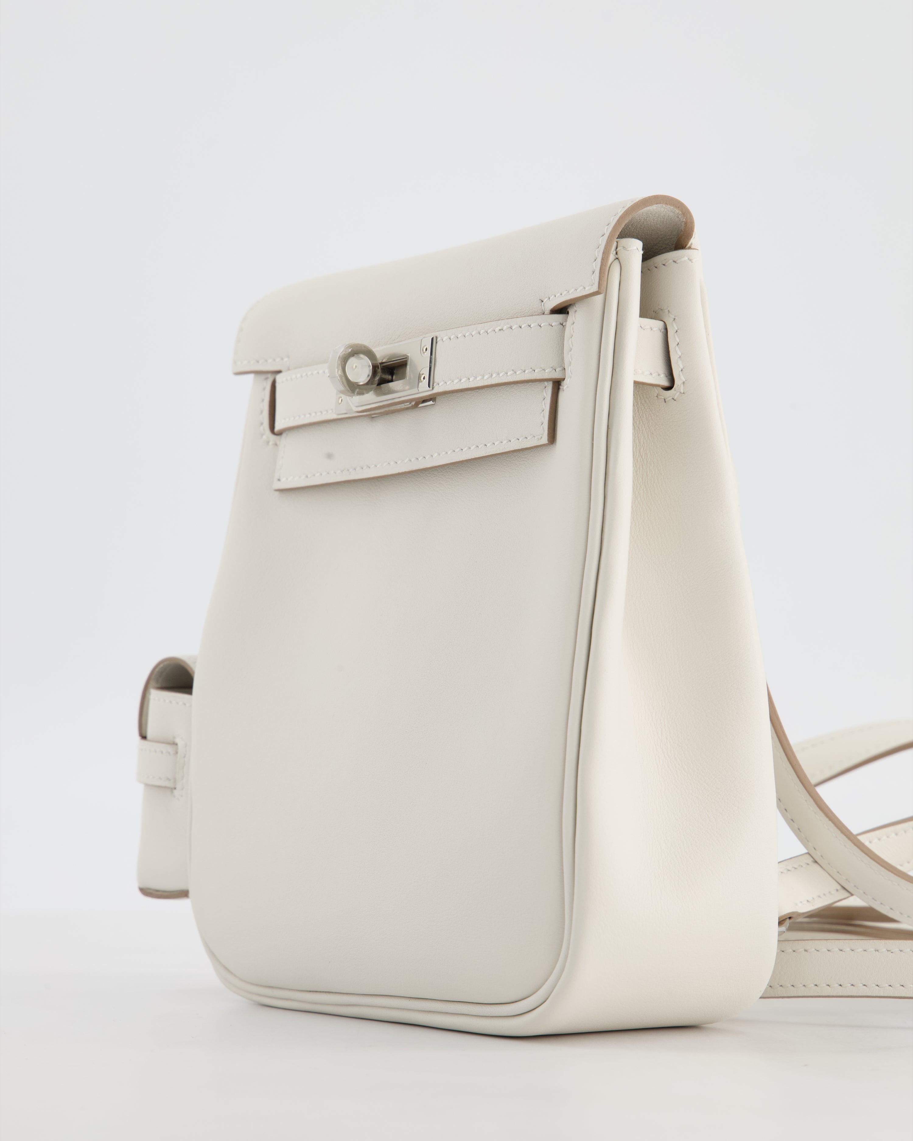 *RARE* Hermès Kelly Jump Backpack Bag in Gris Pale Swift Leather with Palladium Hardware