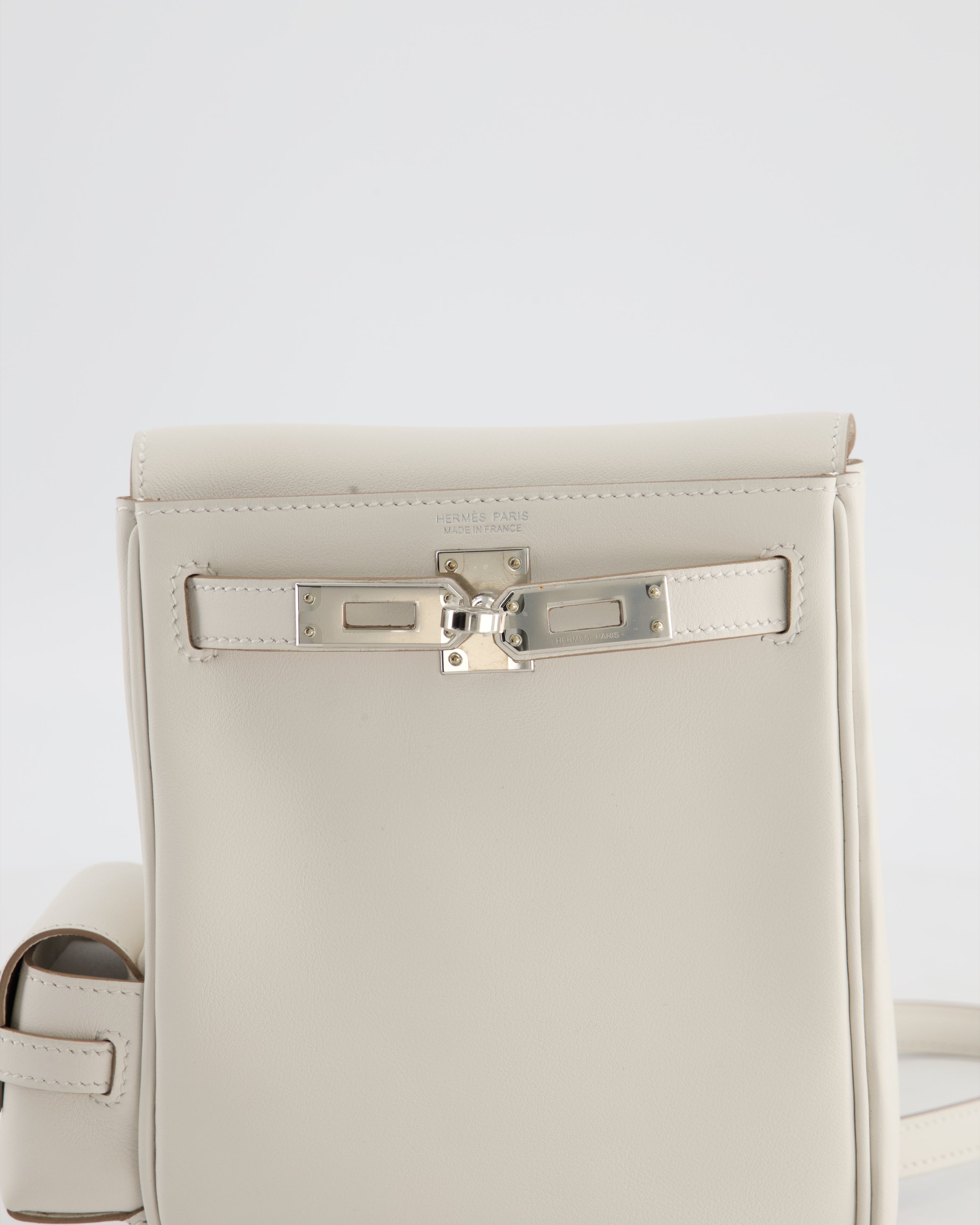 *RARE* Hermès Kelly Jump Backpack Bag in Gris Pale Swift Leather with Palladium Hardware