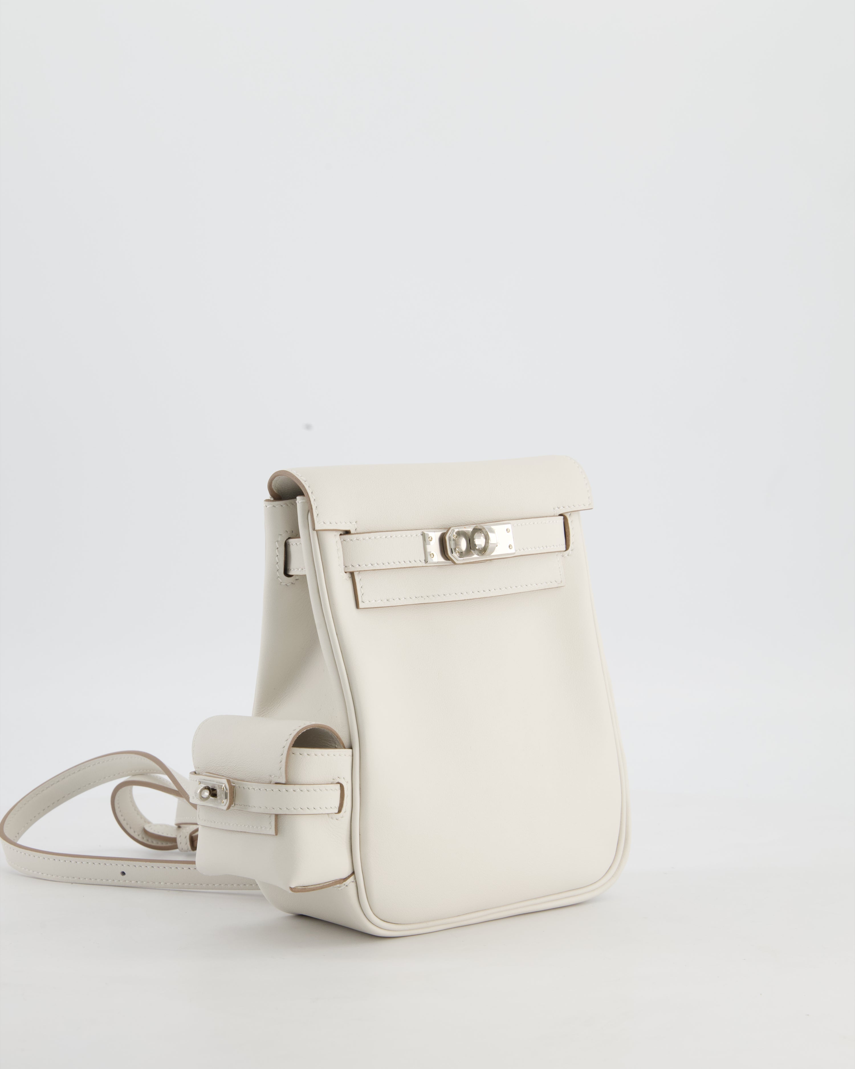 *RARE* Hermès Kelly Jump Backpack Bag in Gris Pale Swift Leather with Palladium Hardware
