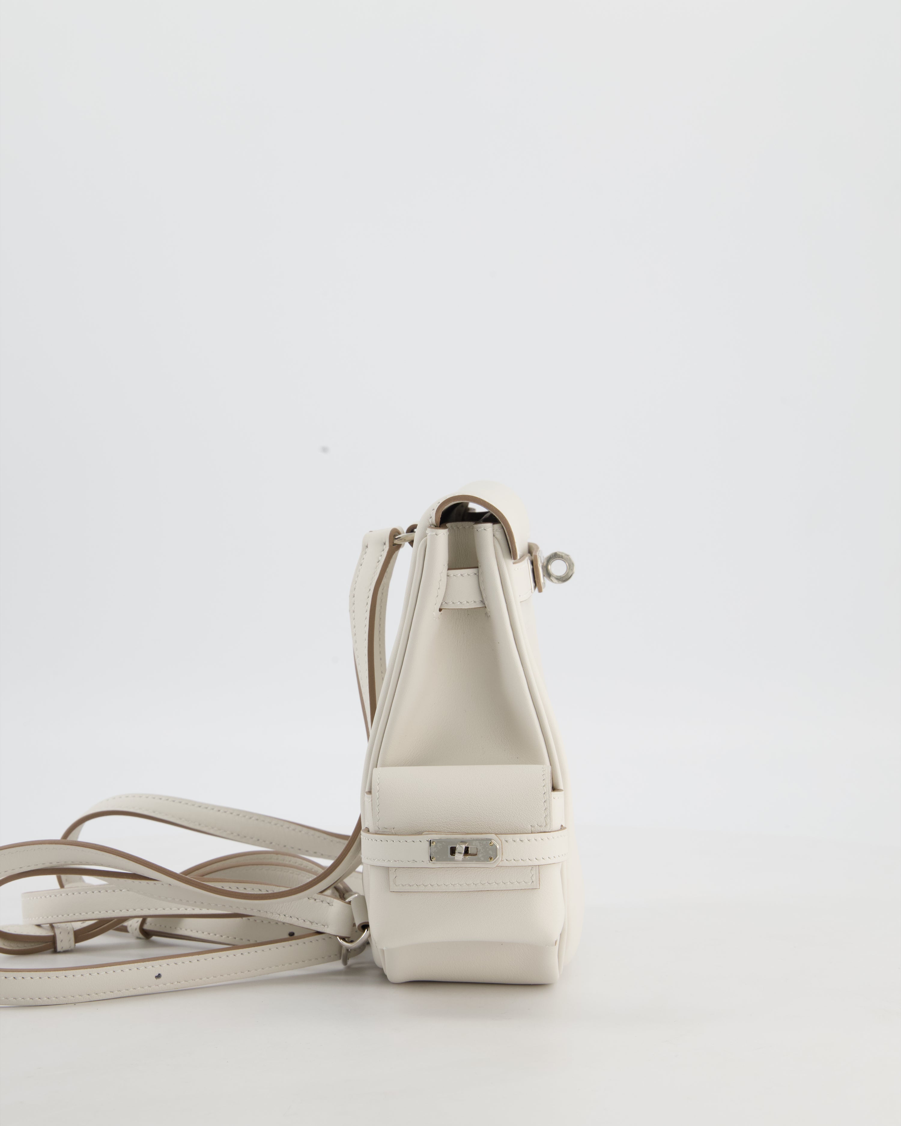 *RARE* Hermès Kelly Jump Backpack Bag in Gris Pale Swift Leather with Palladium Hardware