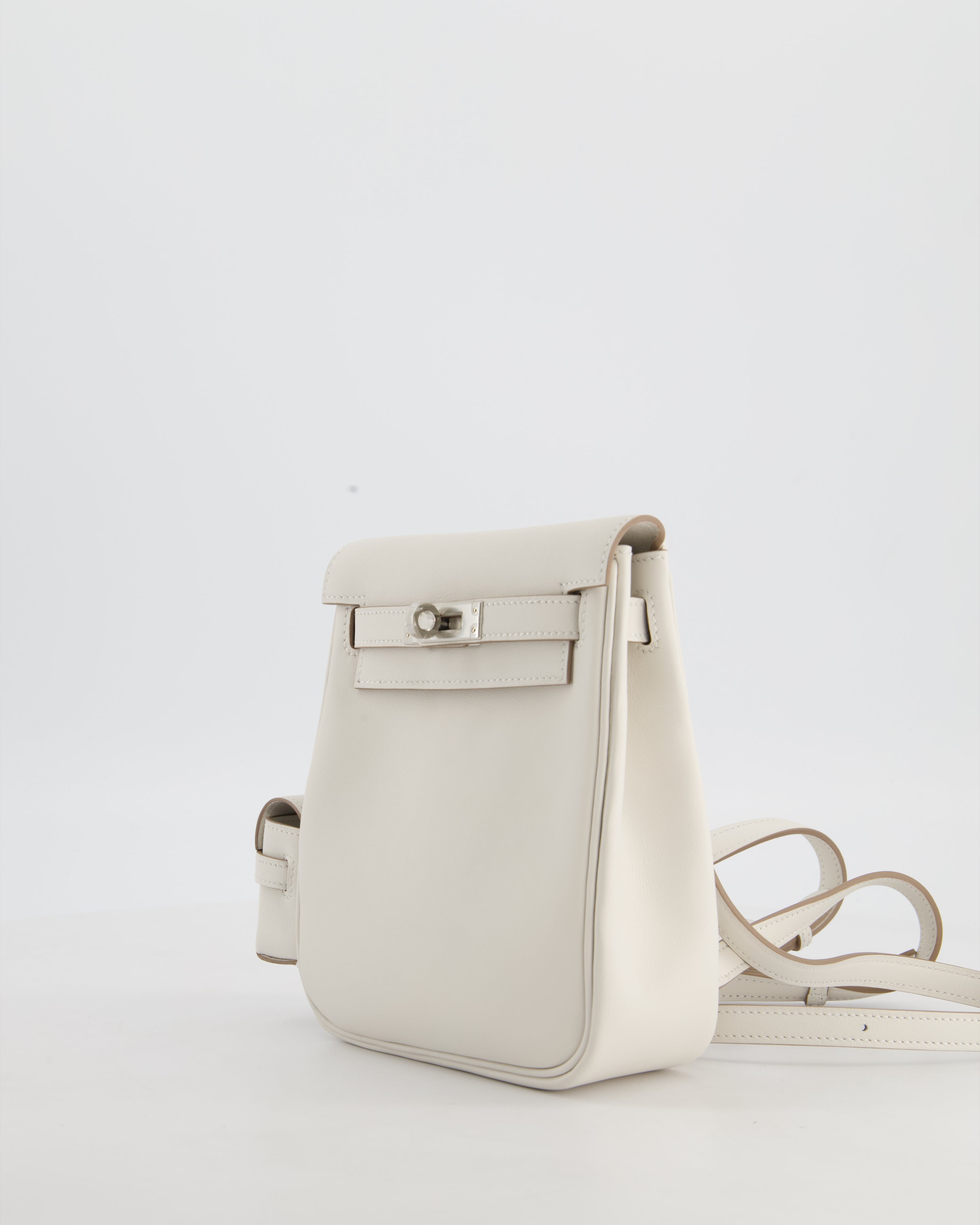 *RARE* Hermès Kelly Jump Backpack Bag in Gris Pale Swift Leather with Palladium Hardware