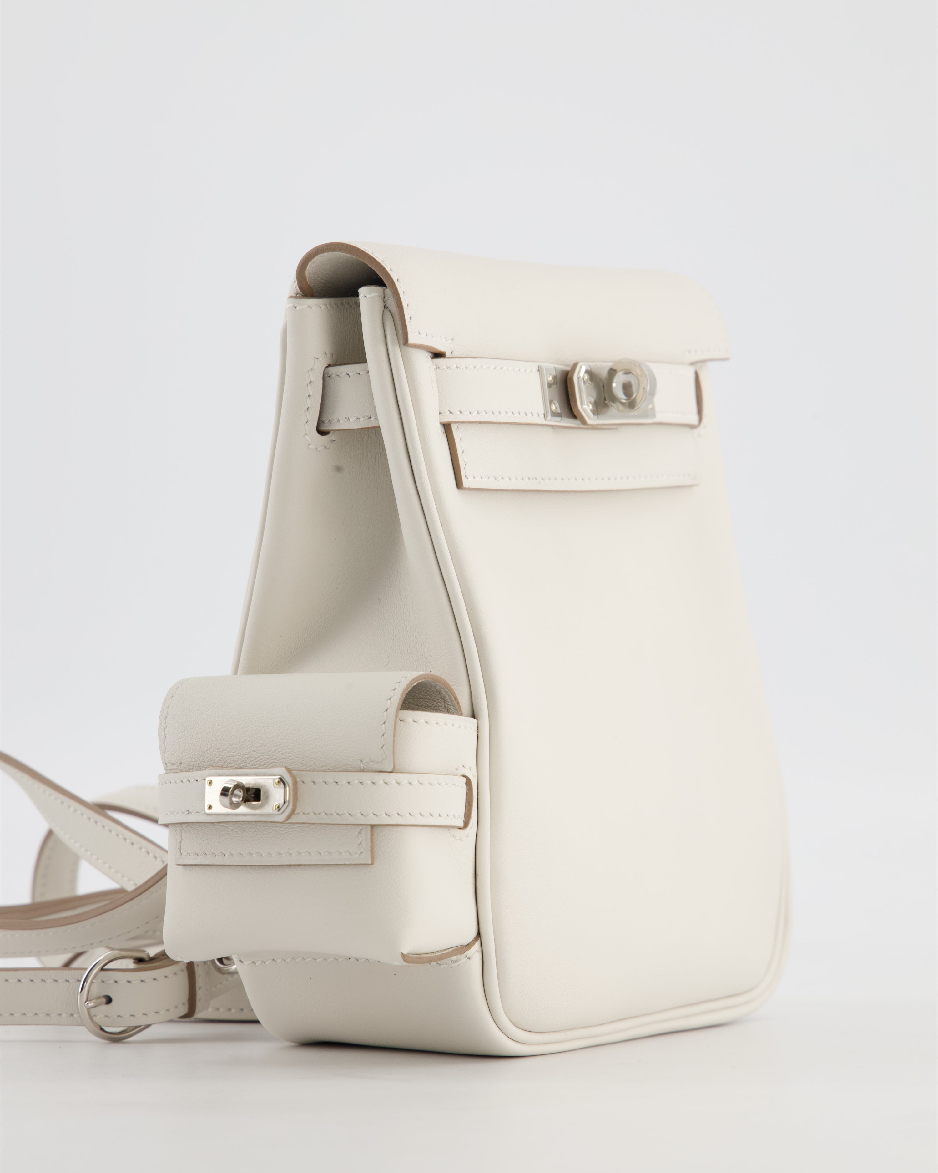*RARE* Hermès Kelly Jump Backpack Bag in Gris Pale Swift Leather with Palladium Hardware