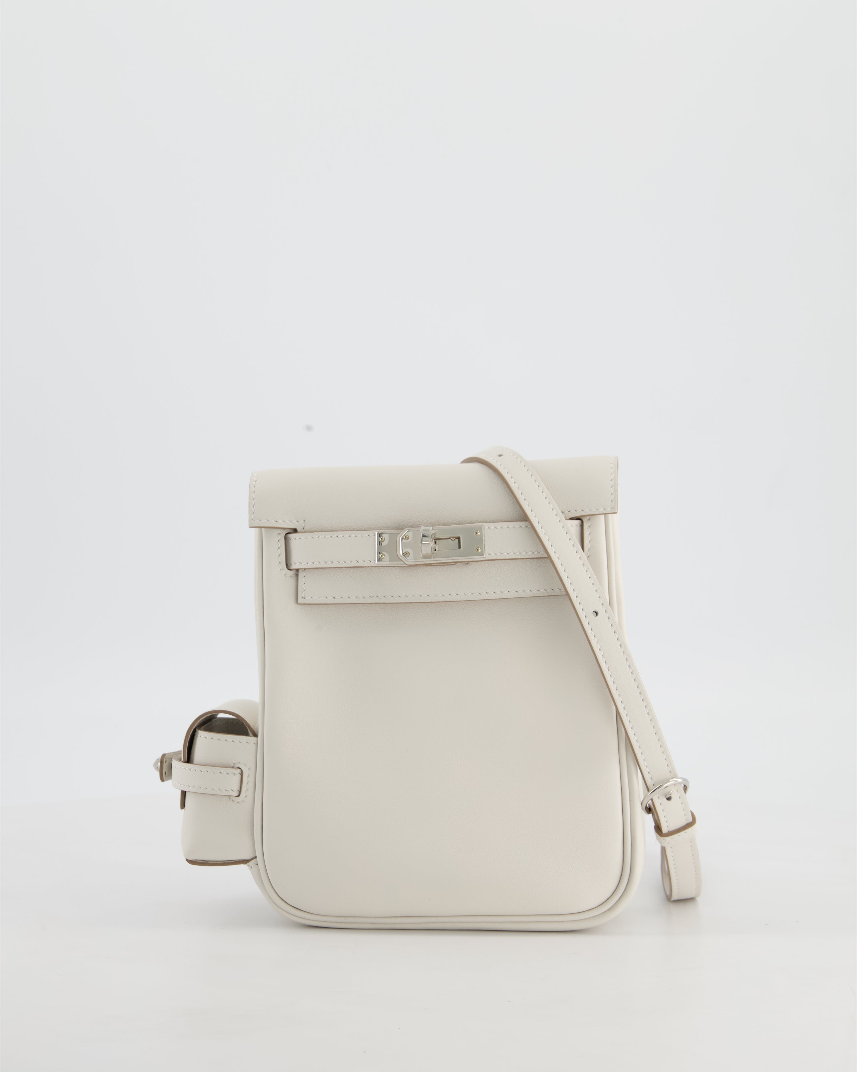 *RARE* Hermès Kelly Jump Backpack Bag in Gris Pale Swift Leather with Palladium Hardware