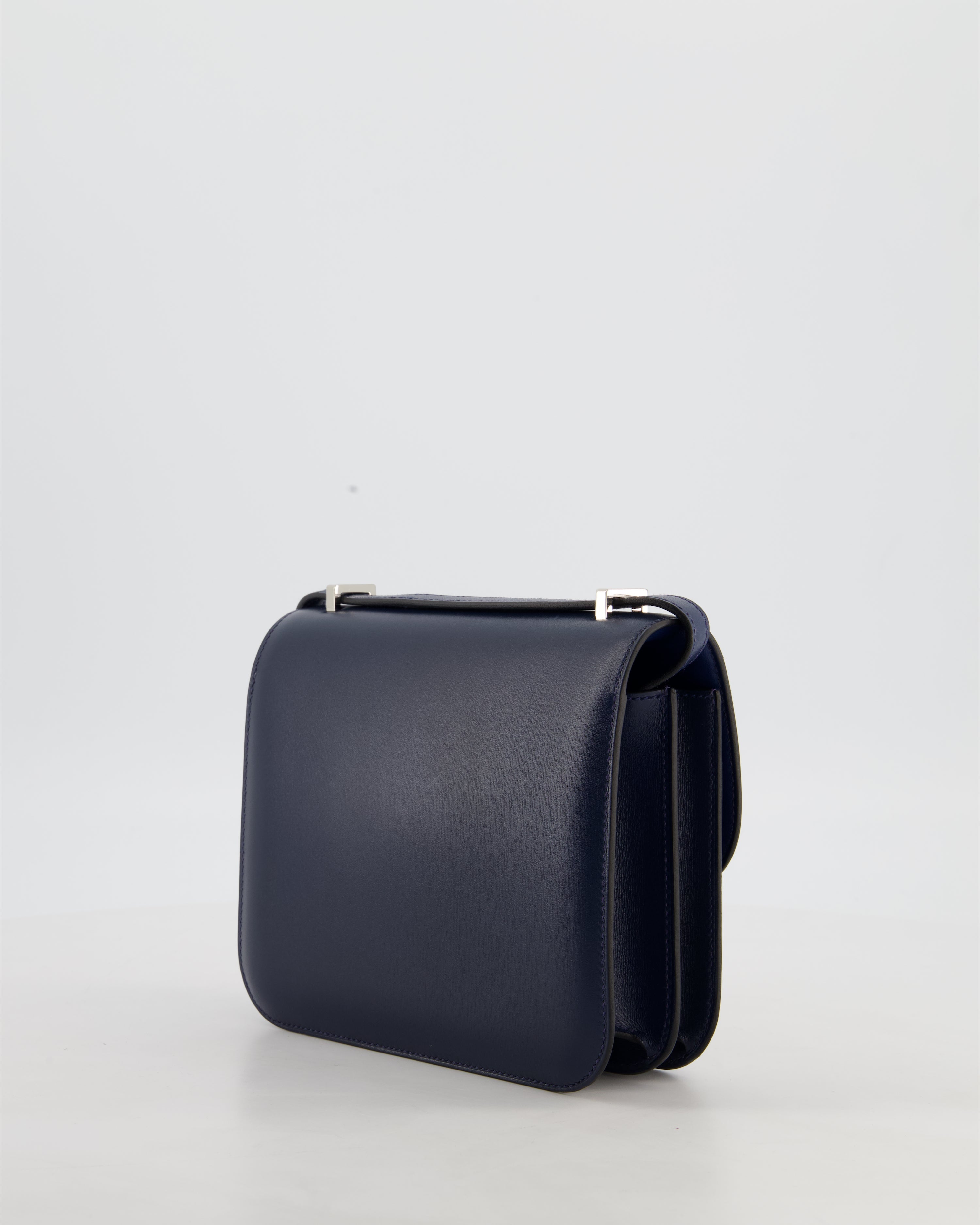 *LIMITED EDITION* Hermès Mini Constance Clouté III Miroir 18 Bag in Bleu Abysse Calfskin Box Leather with Palladium Hardware
