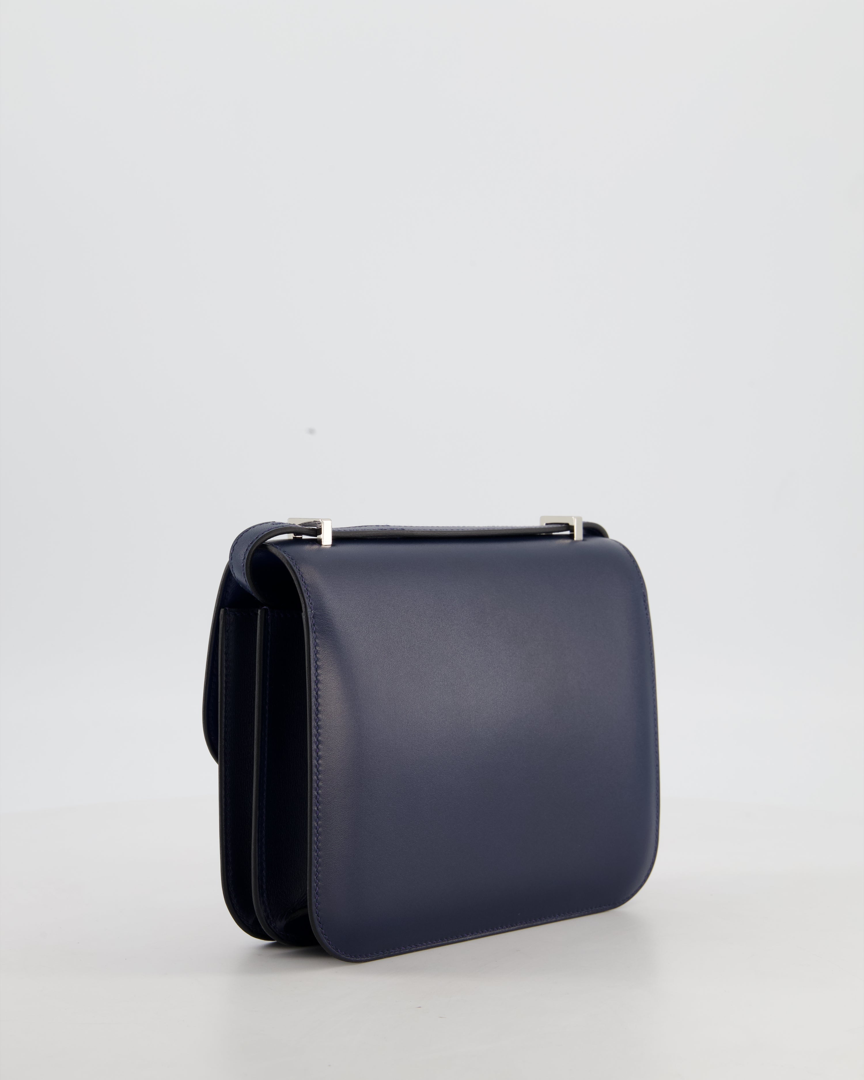 *LIMITED EDITION* Hermès Mini Constance Clouté III Miroir 18 Bag in Bleu Abysse Calfskin Box Leather with Palladium Hardware