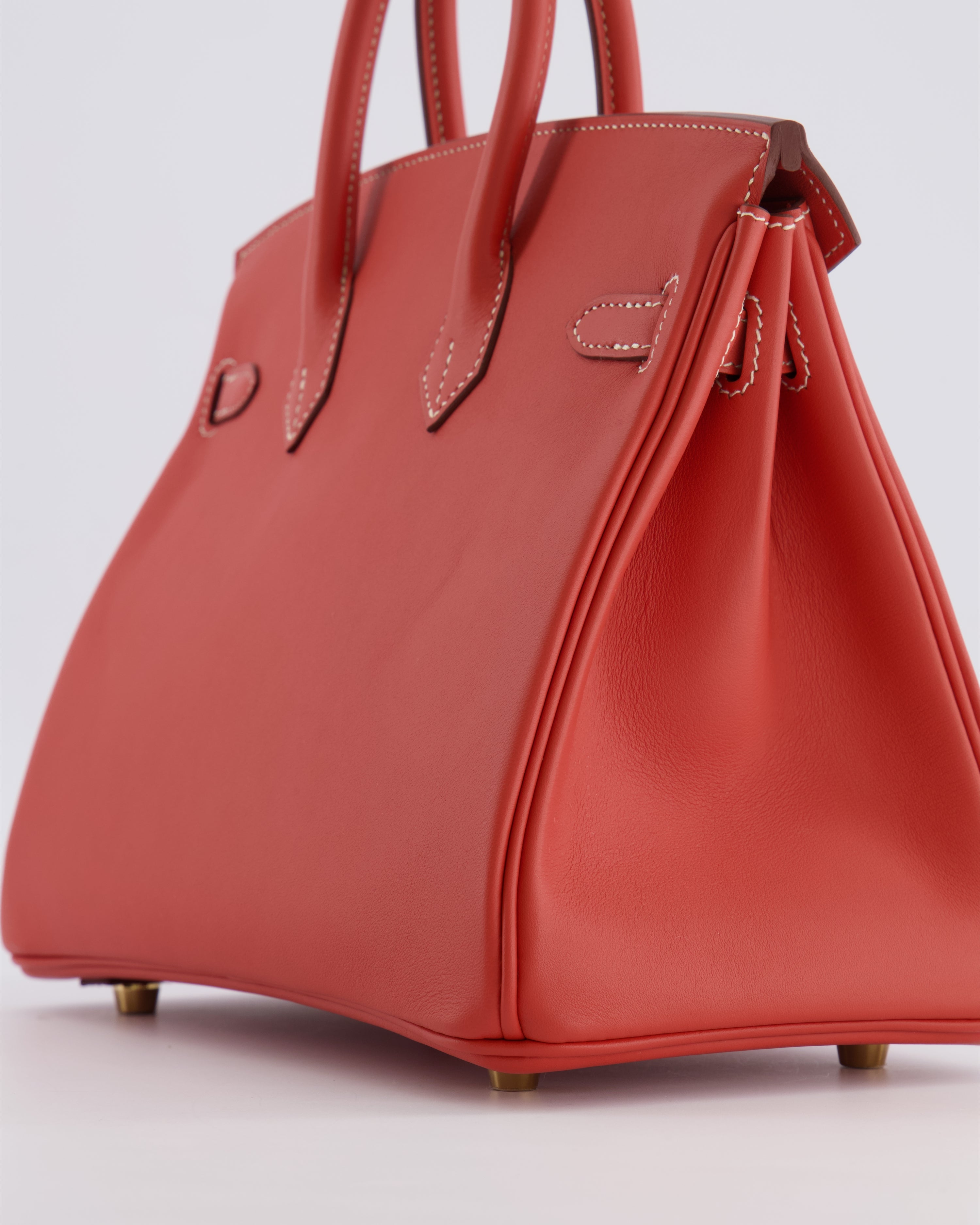 Hermès Birkin 25 Retourne Bag in Sanguine Swift Leather with Gold Hardware