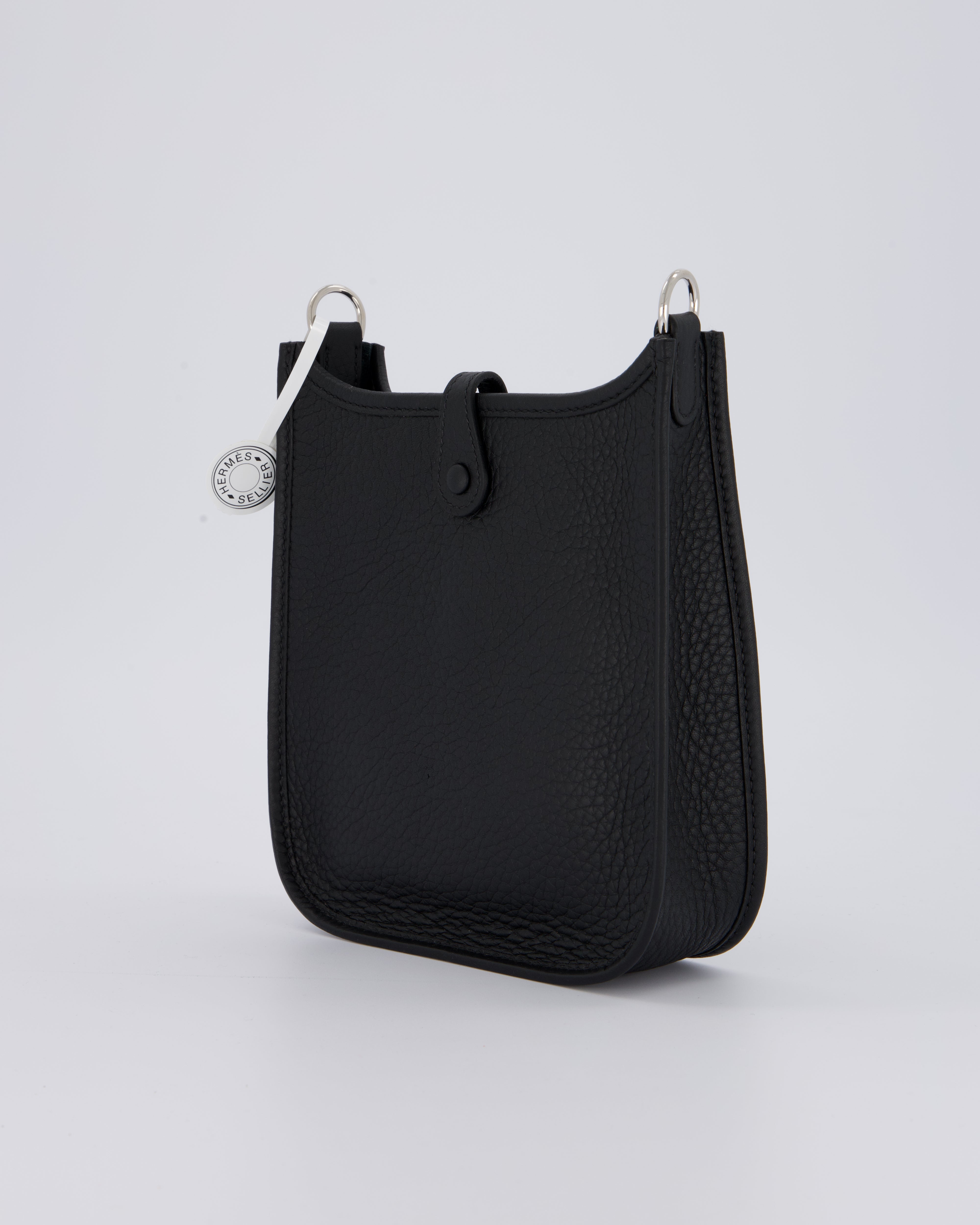 Hermès Mini Evelyne 16 Bag in Noir Clemence Leather with Palladium Hardware