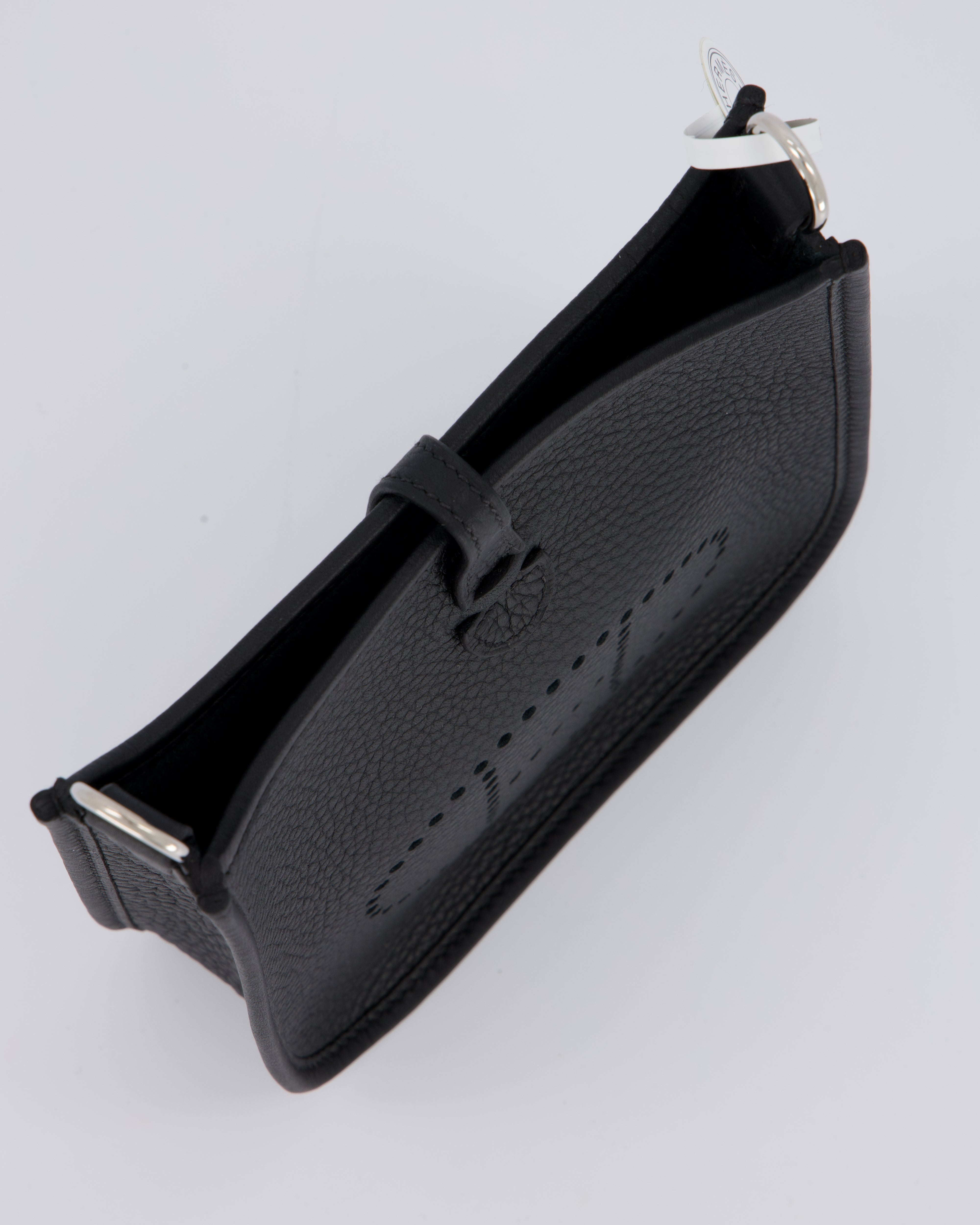 Hermès Mini Evelyne 16 Bag in Noir Clemence Leather with Palladium Hardware