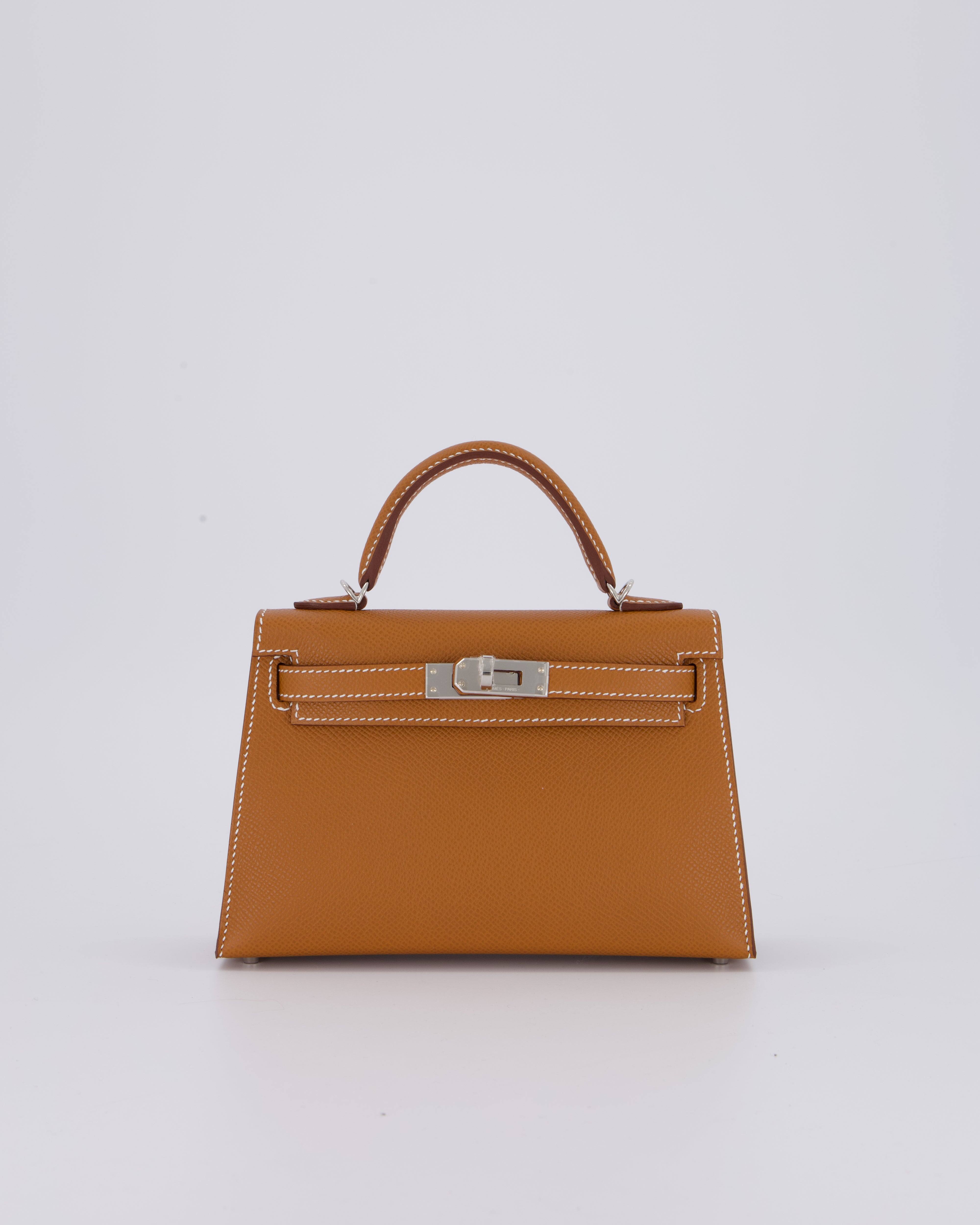 *NEW STAMP* Hermès Mini Kelly II 20 Bag in Gold Epsom Leather with Palladium Hardware