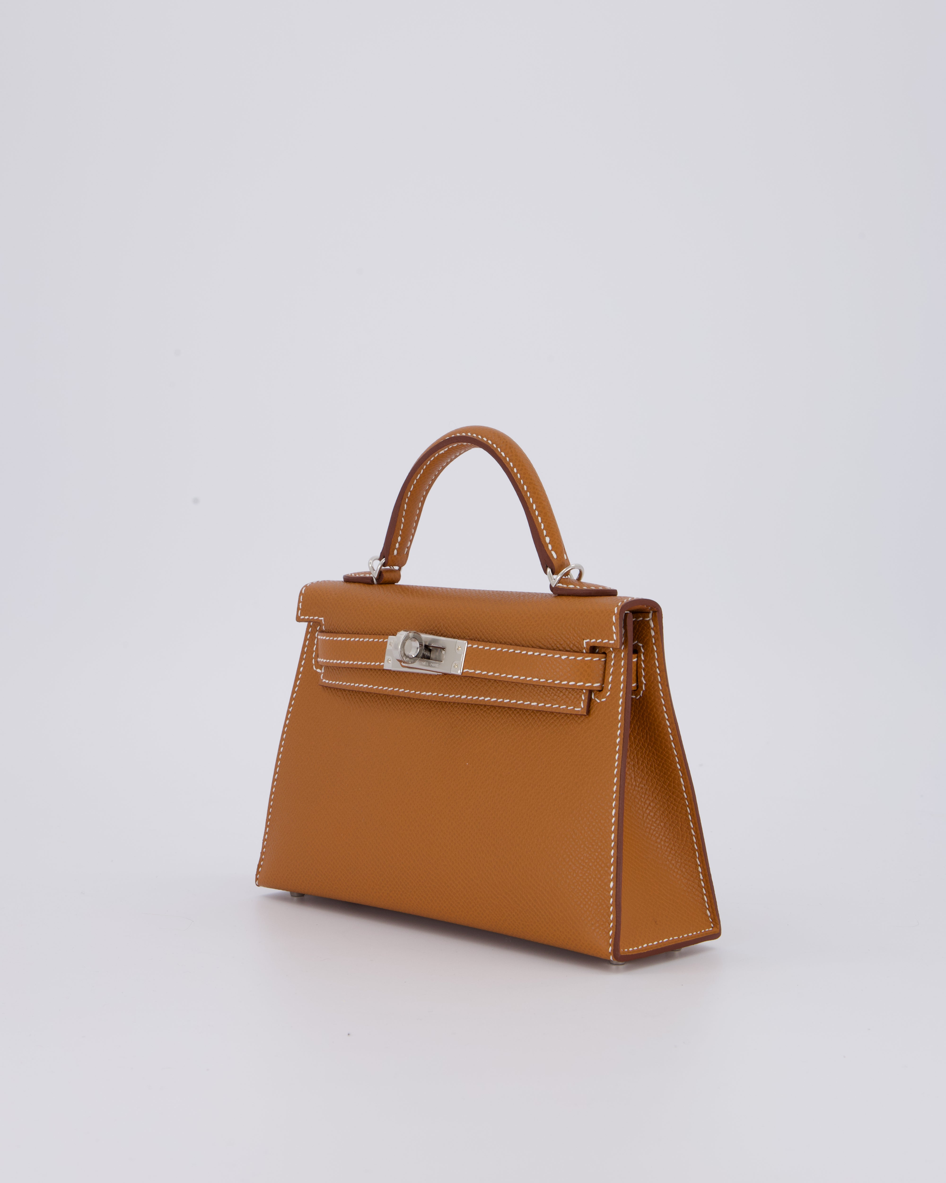 *NEW STAMP* Hermès Mini Kelly II 20 Bag in Gold Epsom Leather with Palladium Hardware
