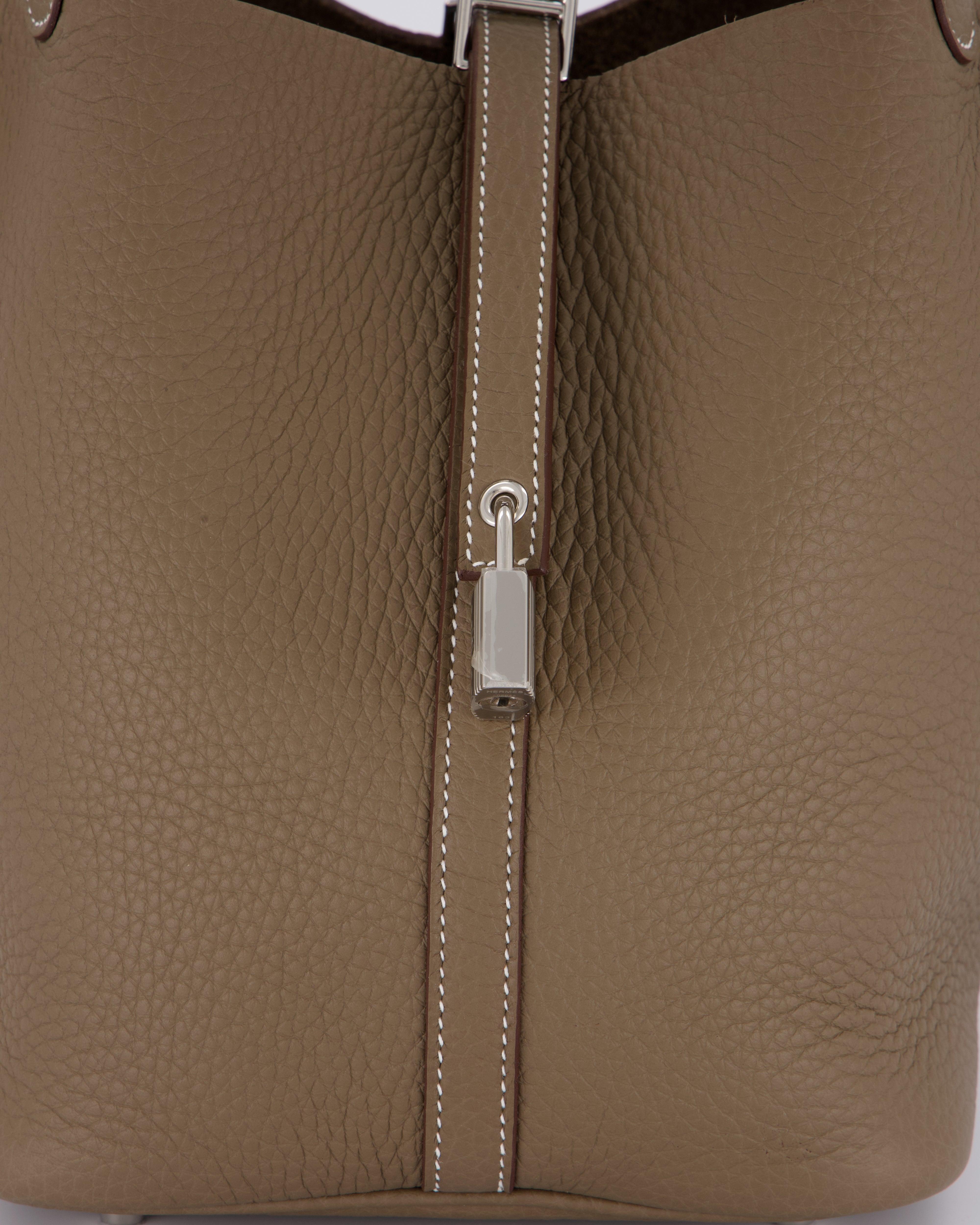 Hermès Picotin 22 Lock Bag in Etoupe Clemence Leather with Palladium Hardware
