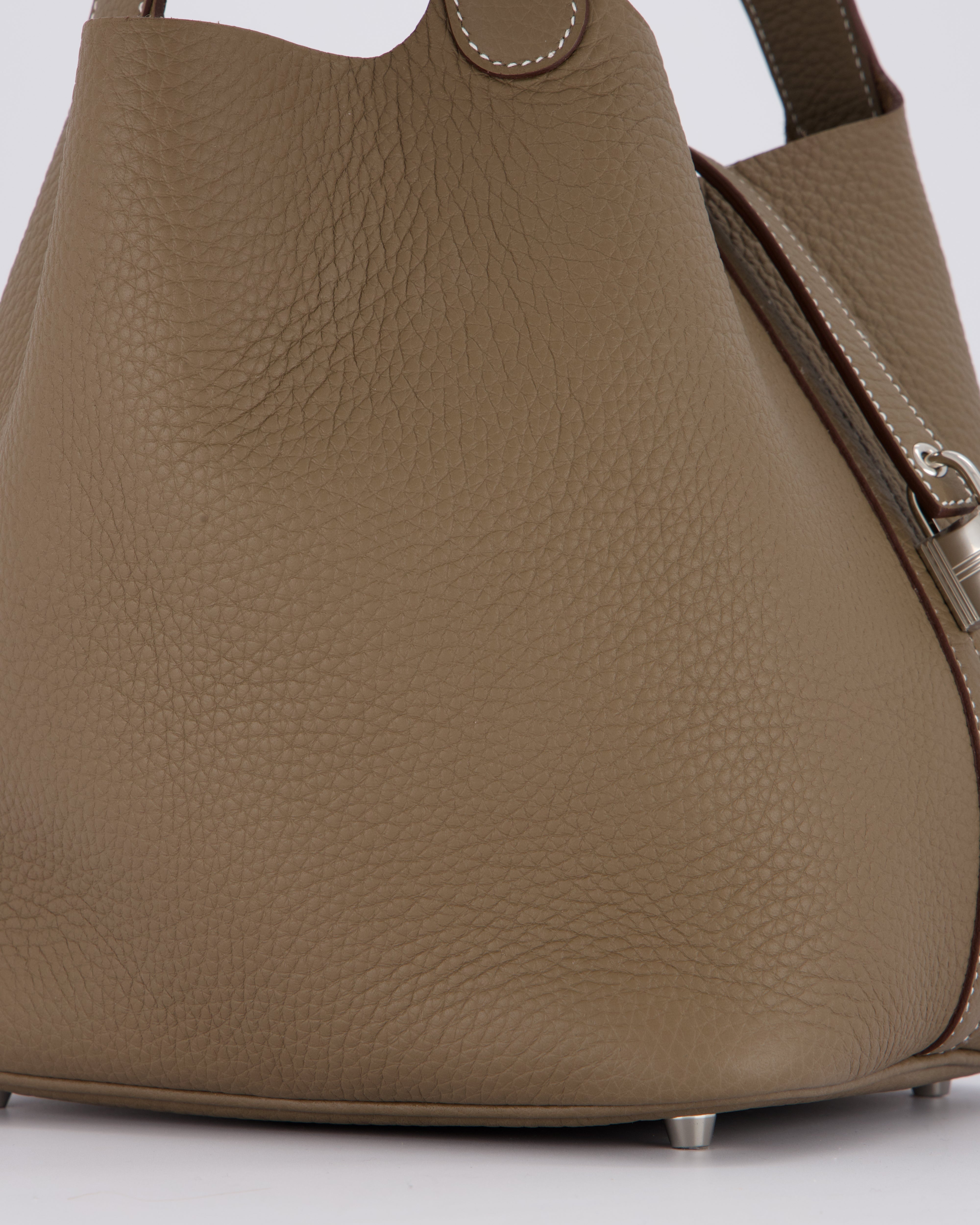 Hermès Picotin 22 Lock Bag in Etoupe Clemence Leather with Palladium Hardware