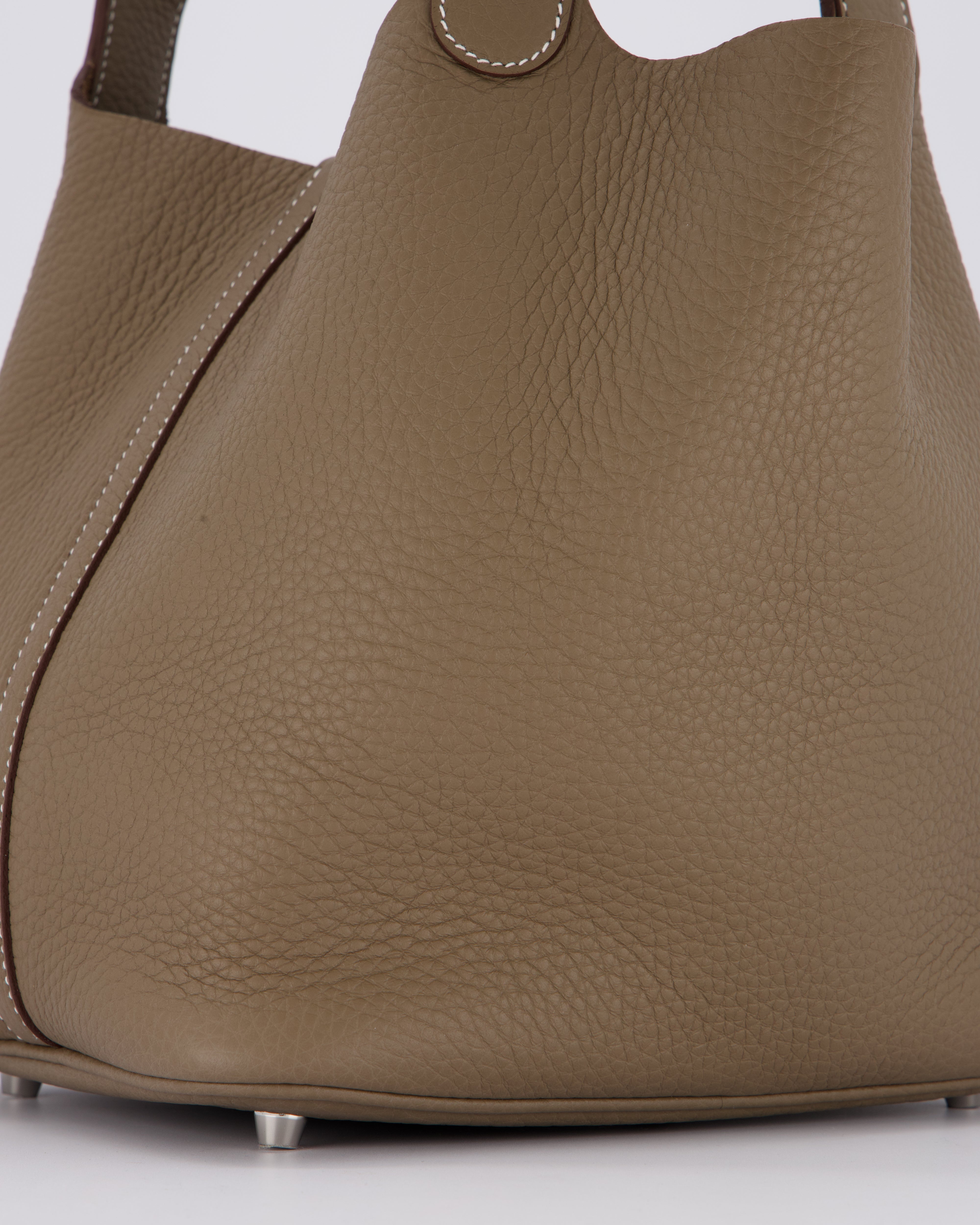 Hermès Picotin 22 Lock Bag in Etoupe Clemence Leather with Palladium Hardware