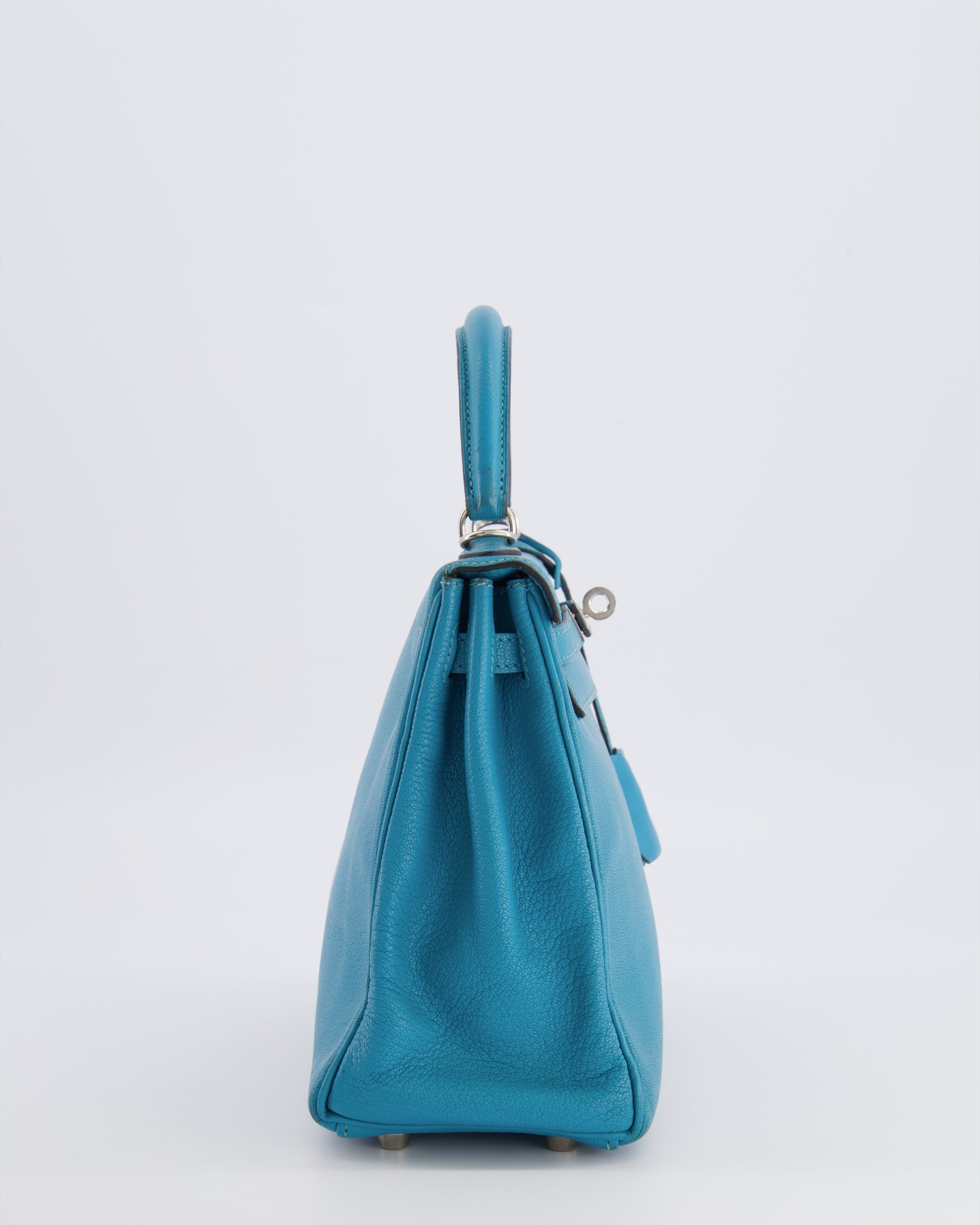 Hermès Kelly 25 Retourne Bag in Bleu Paon Evercolor Leather with Palladium Hardware