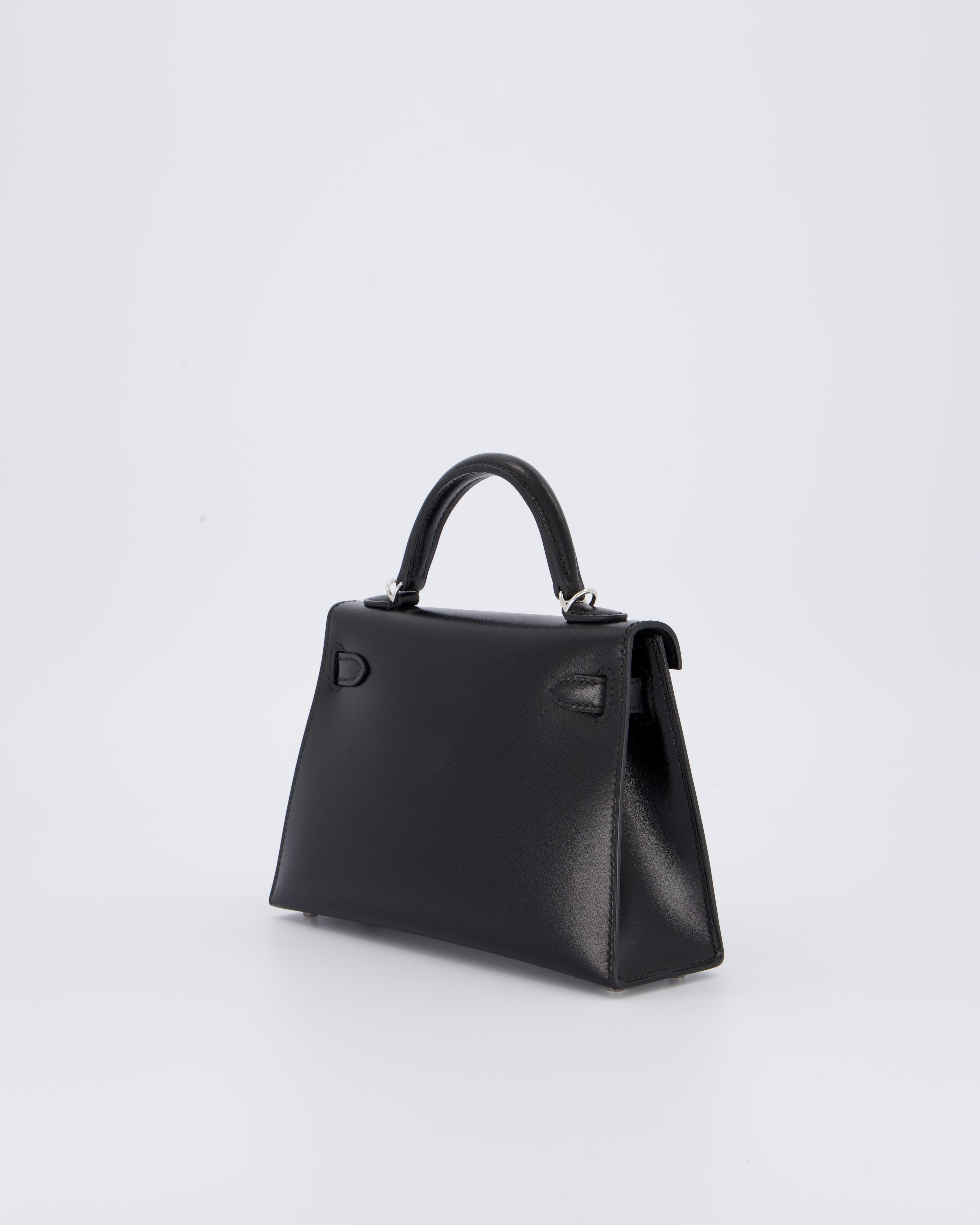 *SUPER RARE & HOT* Hermès Mini Kelly II 20 Clouté Bag in Noir Box Calf Leather with Palladium Hardware &amp; Studs
