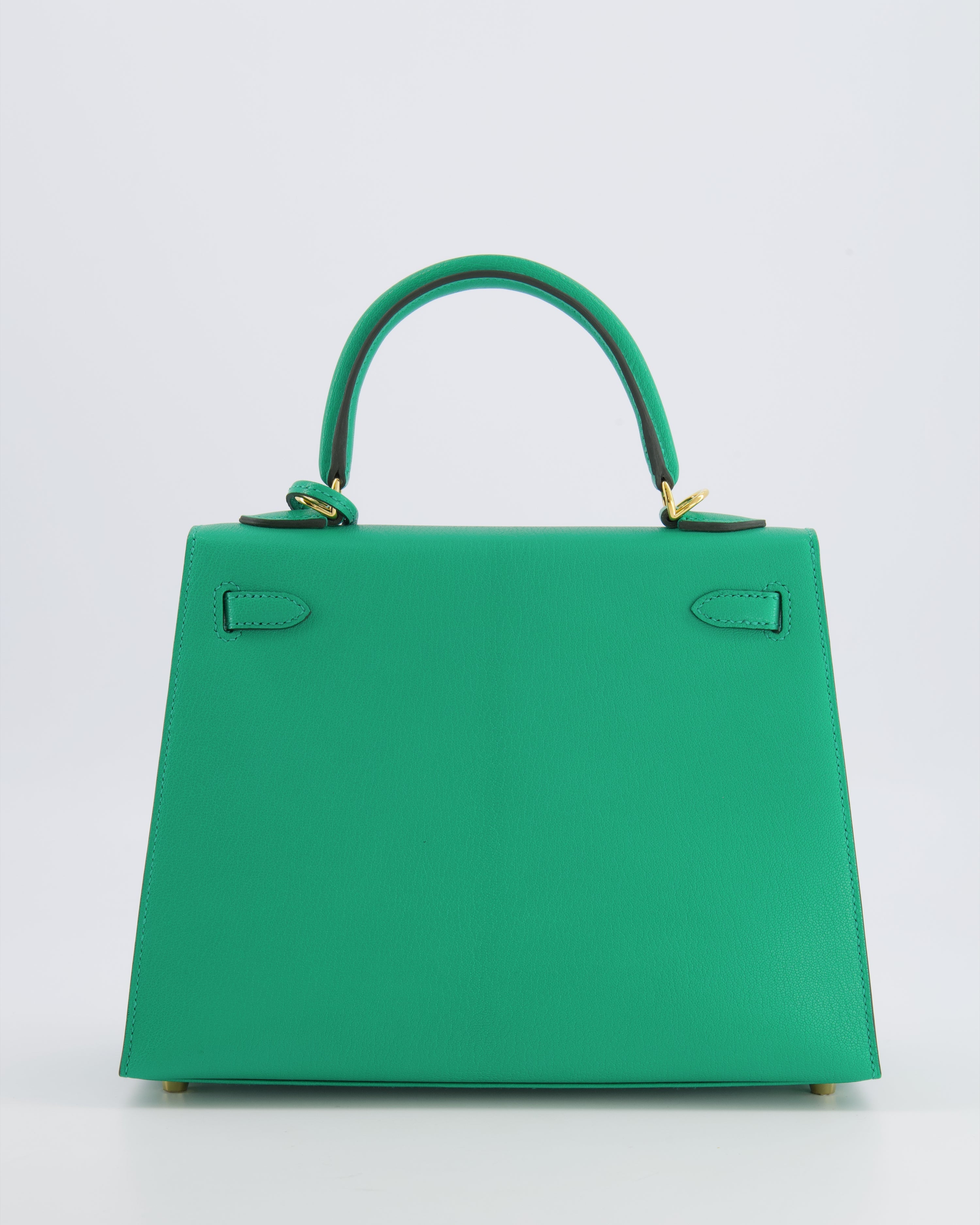 Hermès Kelly 25 Sellier Bag in Menthe Chèvre Chamkila Leather with Gold Hardware