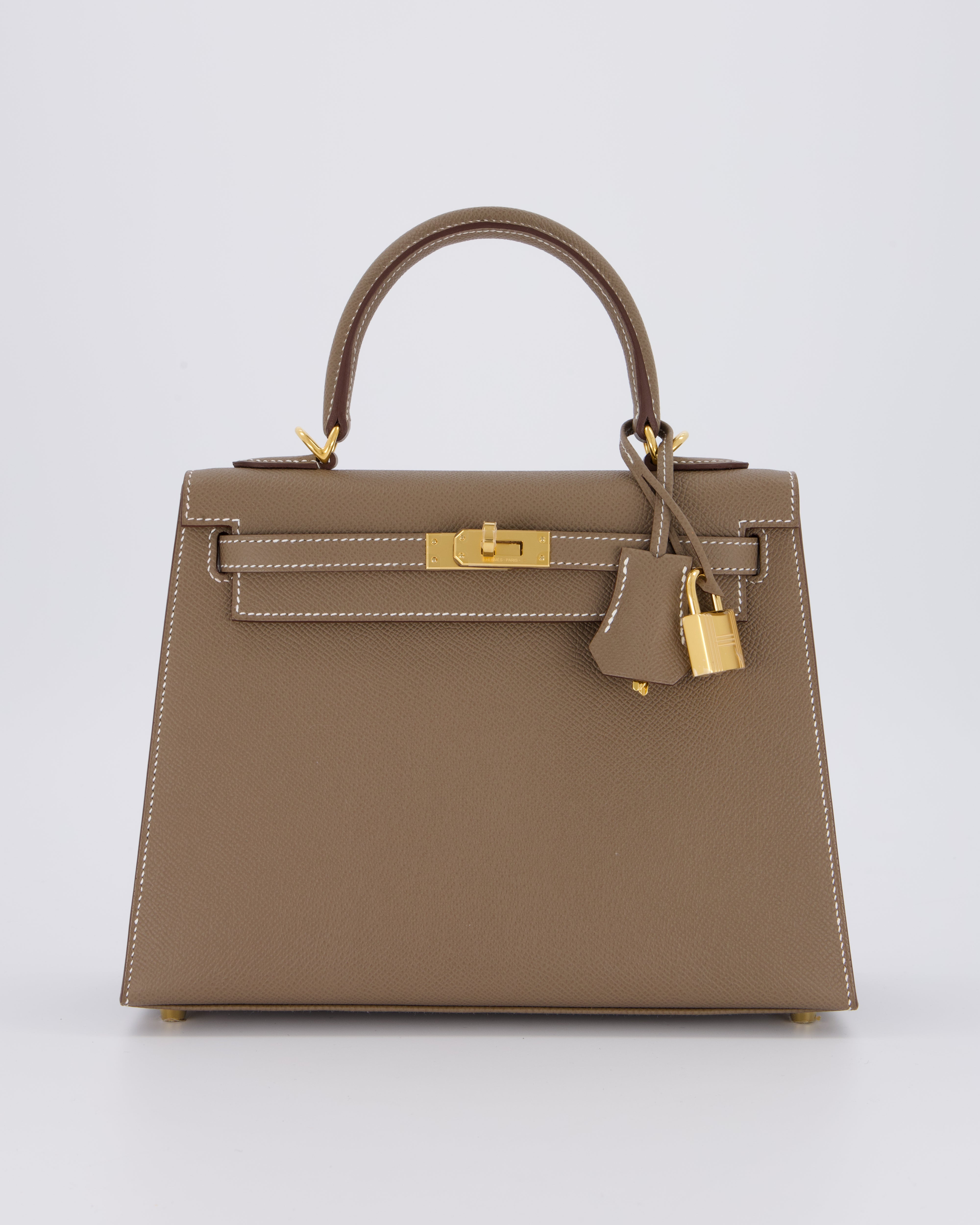 *HOLY GRAIL* Hermès Kelly 25 Sellier Bag in Etoupe Epsom Leather and Gold Hardware