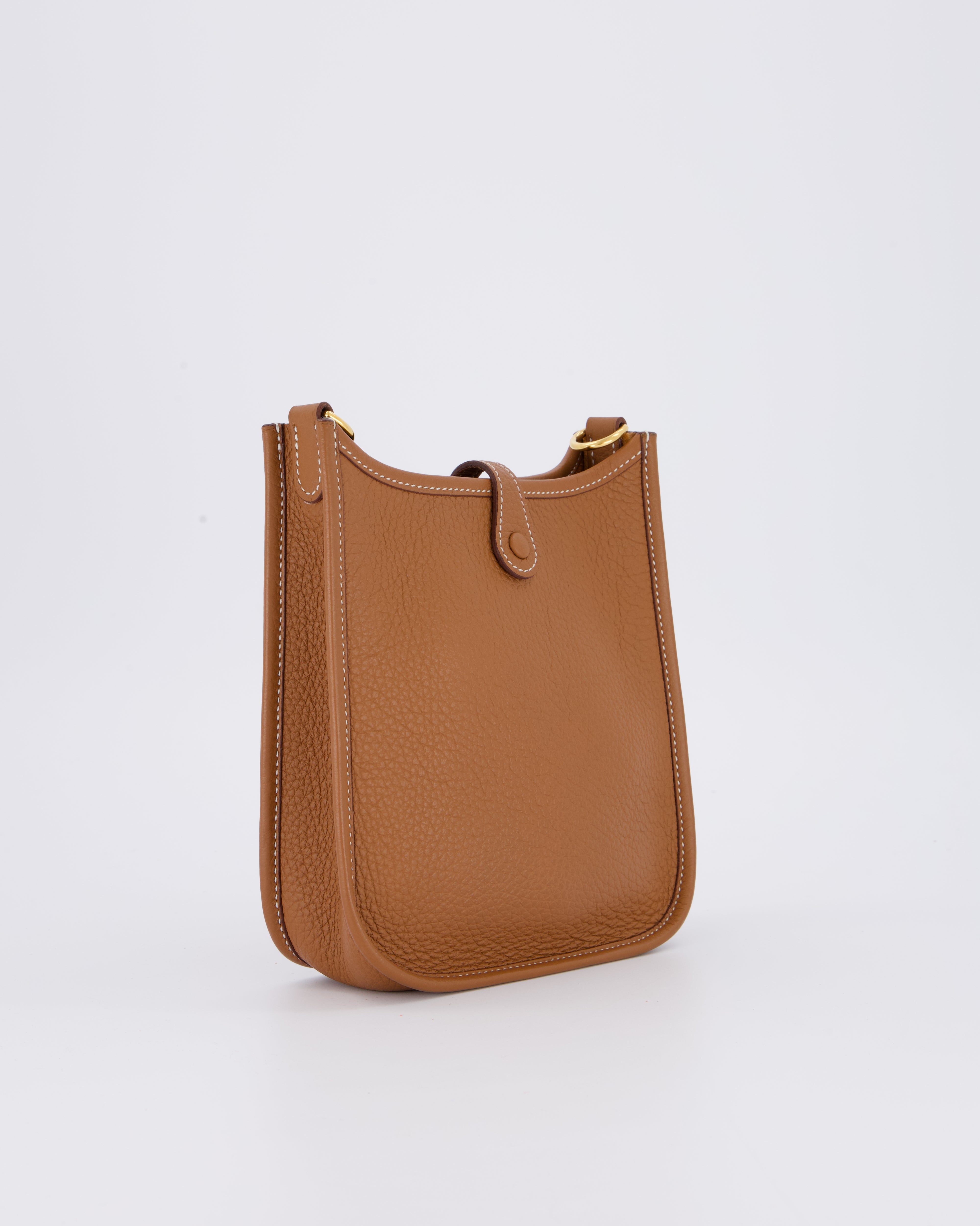 Hermès Mini Evelyne 16 Bag in Gold Taurillon Clemence Leather with Gold Hardware