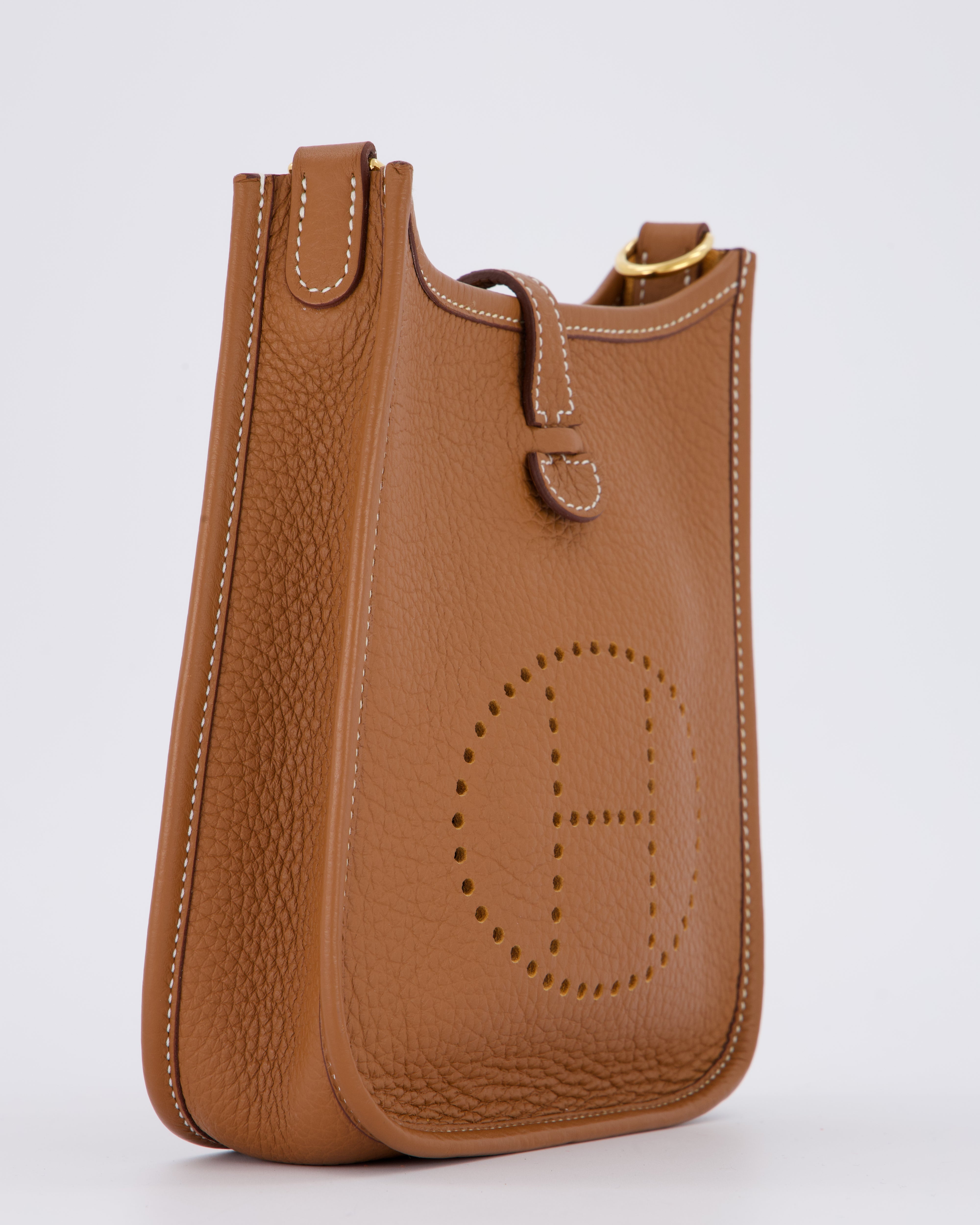 Hermès Mini Evelyne 16 Bag in Gold Taurillon Clemence Leather with Gold Hardware