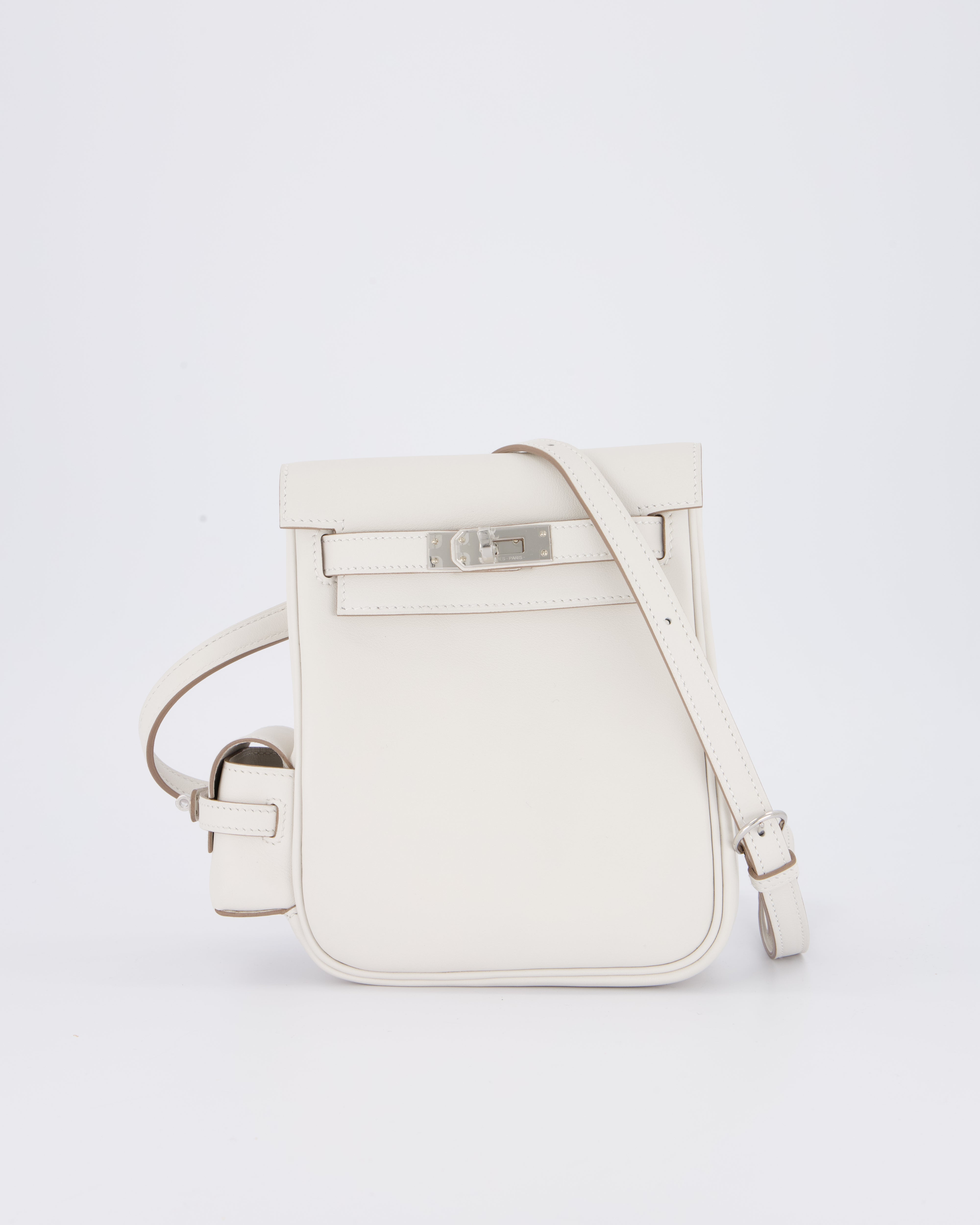 *RARE* Hermès Kelly Jump Backpack Bag in Gris Pale Swift Leather with Palladium Hardware