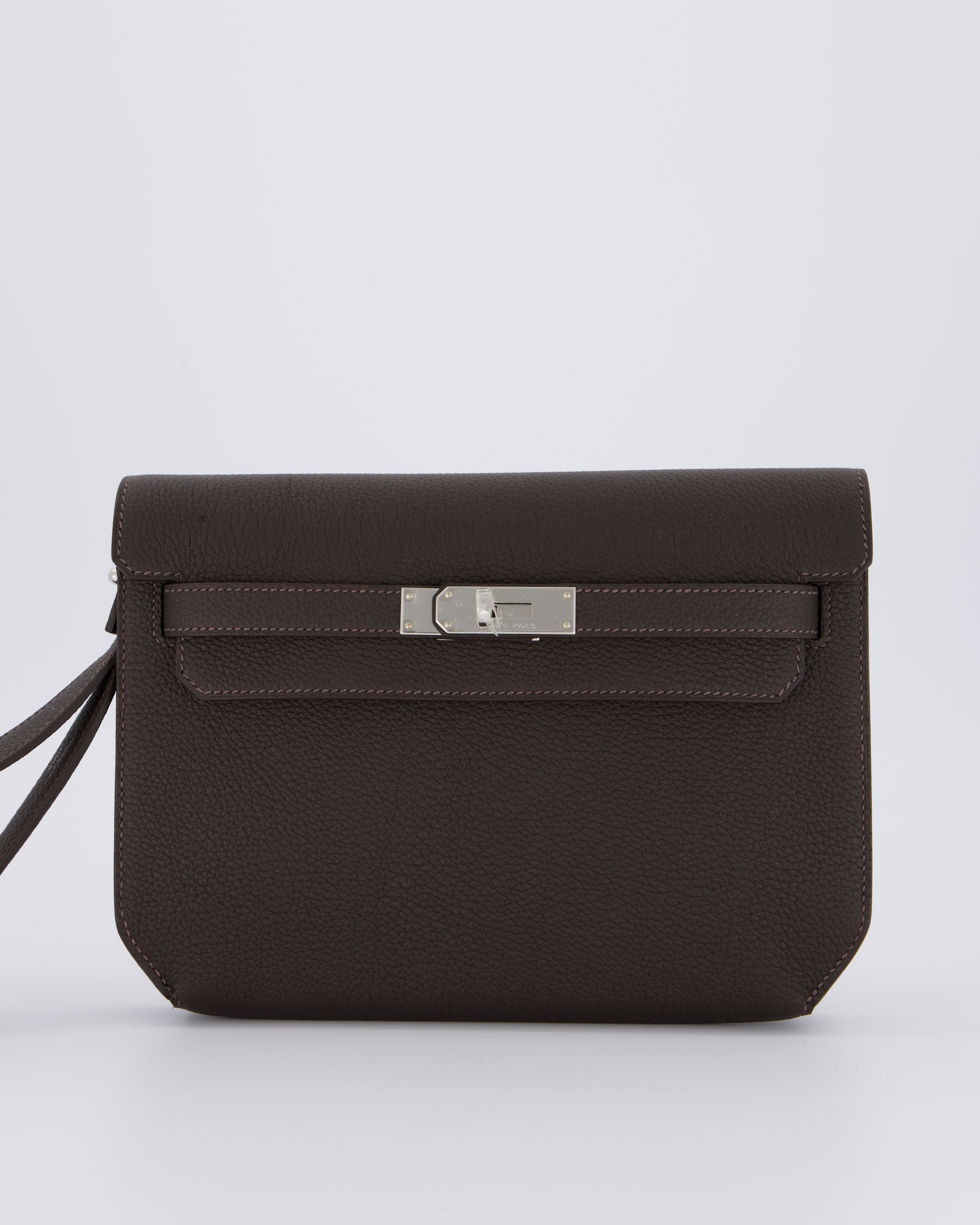 *RARE* Hermès Kelly Depeches 25 Bag in Bai Brun Togo Leather with Palladium Hardware
