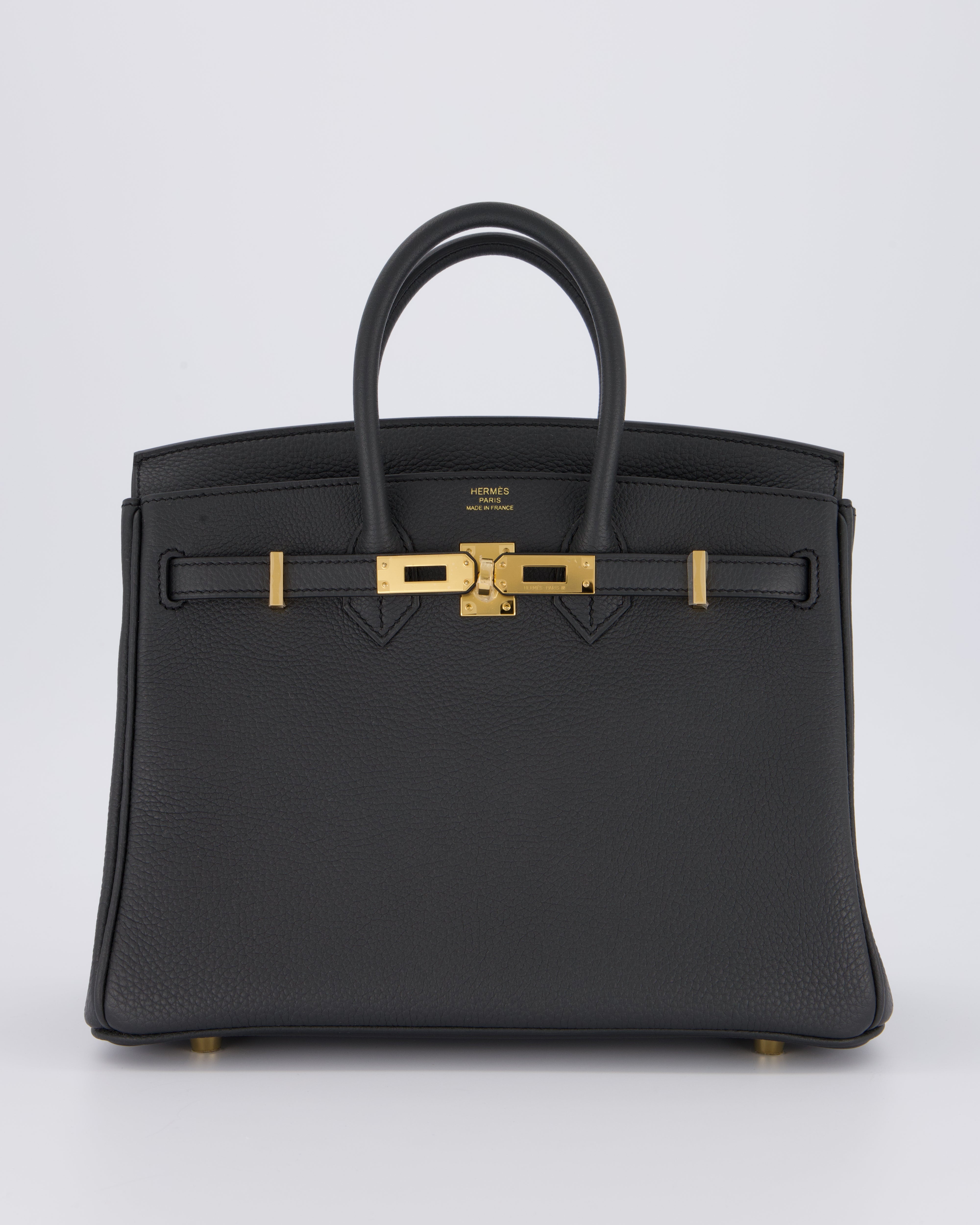 *HOT* Hermès Birkin 25 Retourne Bag in Plomb Togo Leather with Gold Hardware