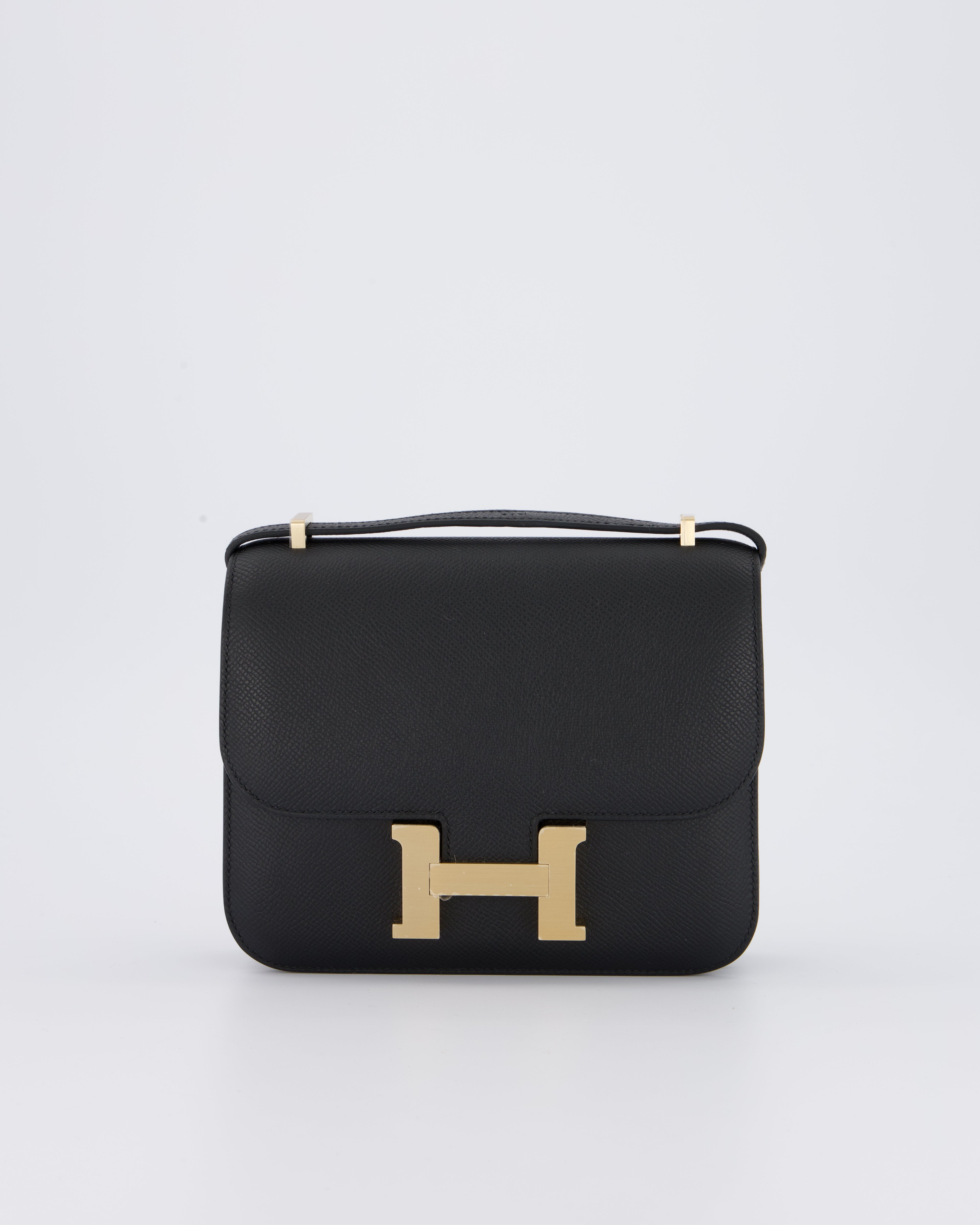 *RARE* Hermès Mini Constance III Mirror 18 Bag in Noir Epsom Leather with Brushed Permabrass Hardware
