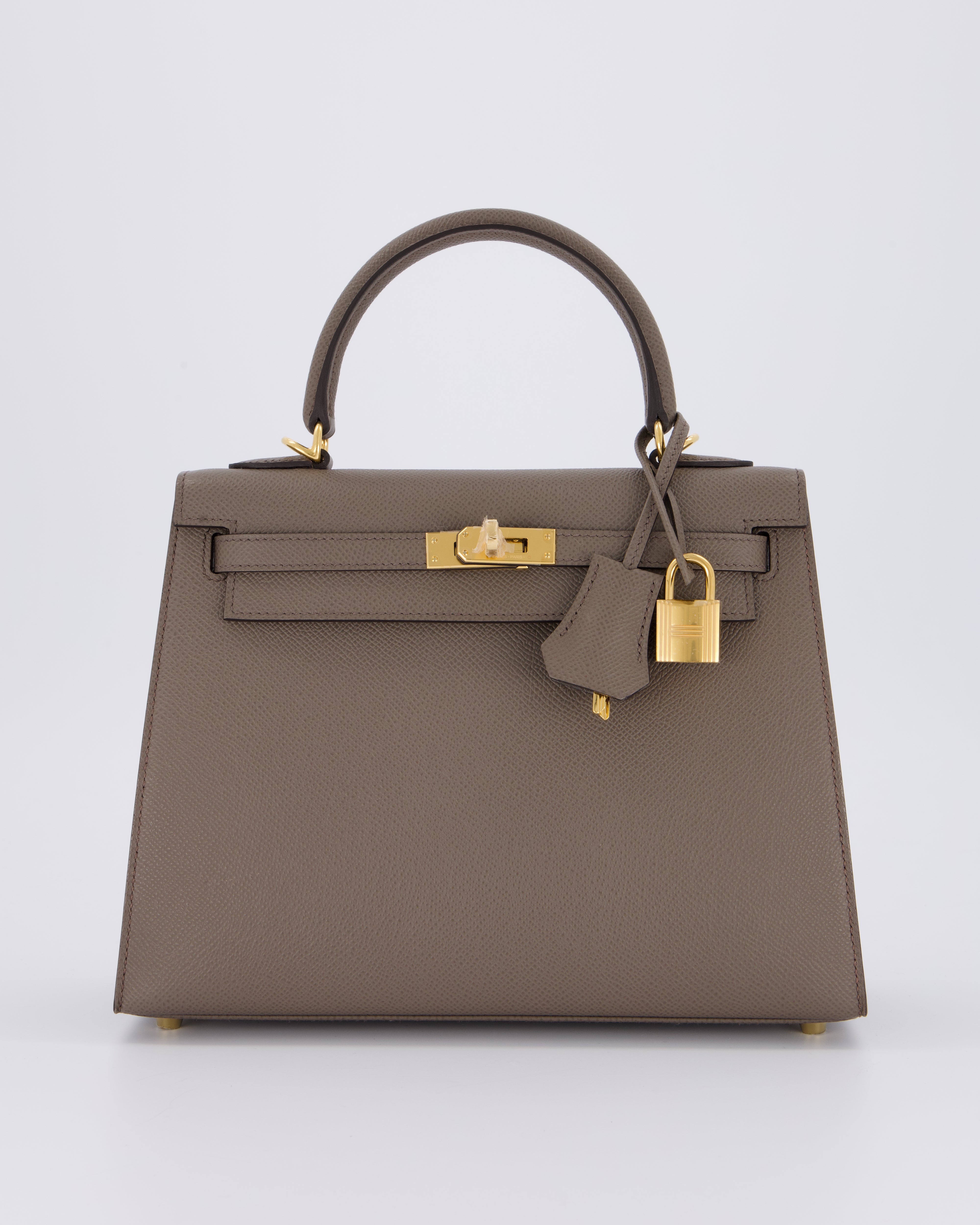 *RARE* Hermès Kelly 25 Sellier Bag in Gris Etain Epsom Leather with Gold Hardware