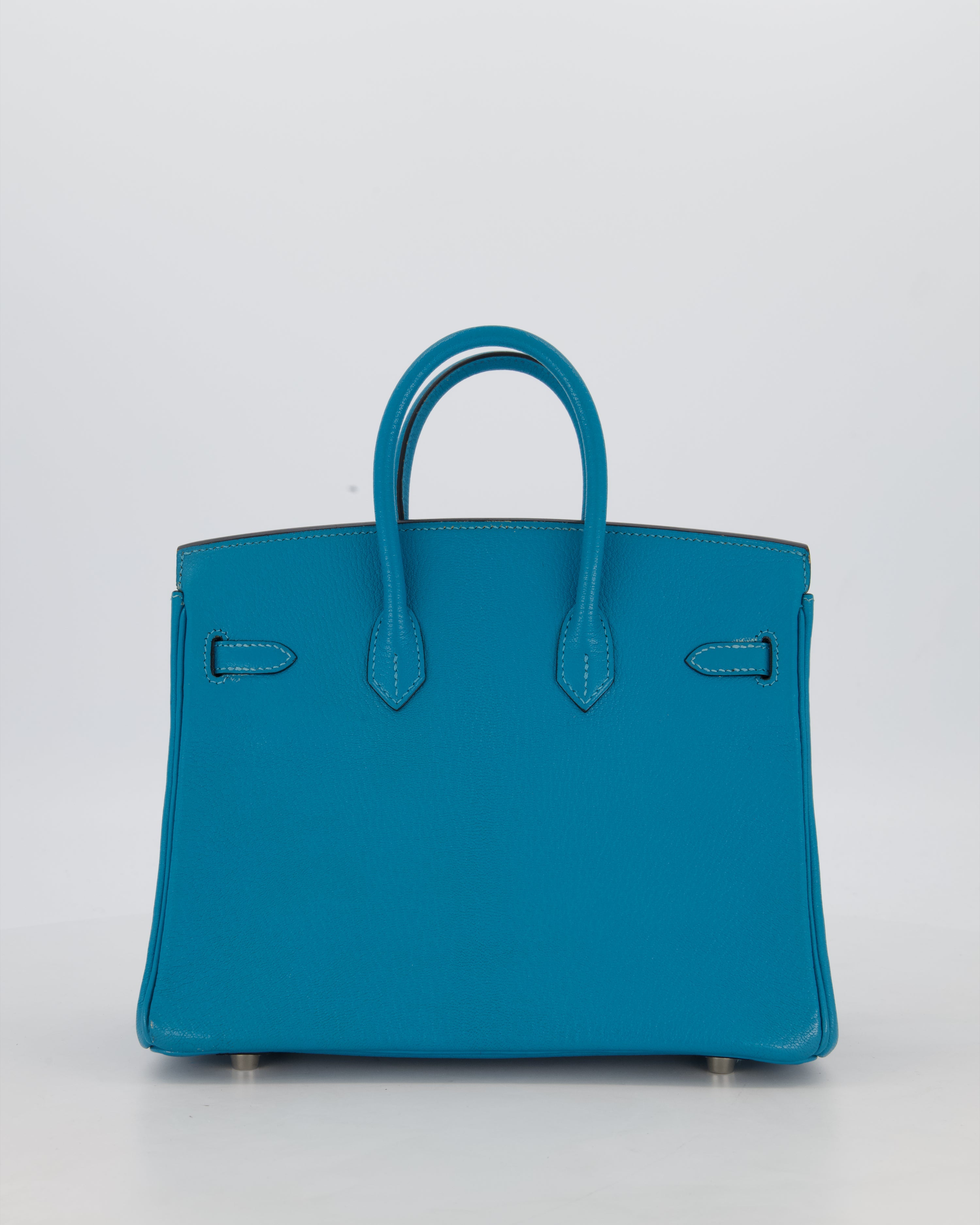Hermès Birkin 25 Retourne Bag in Bleu Saint Cyr Chèvre Mysore Leather with Palladium Hardware